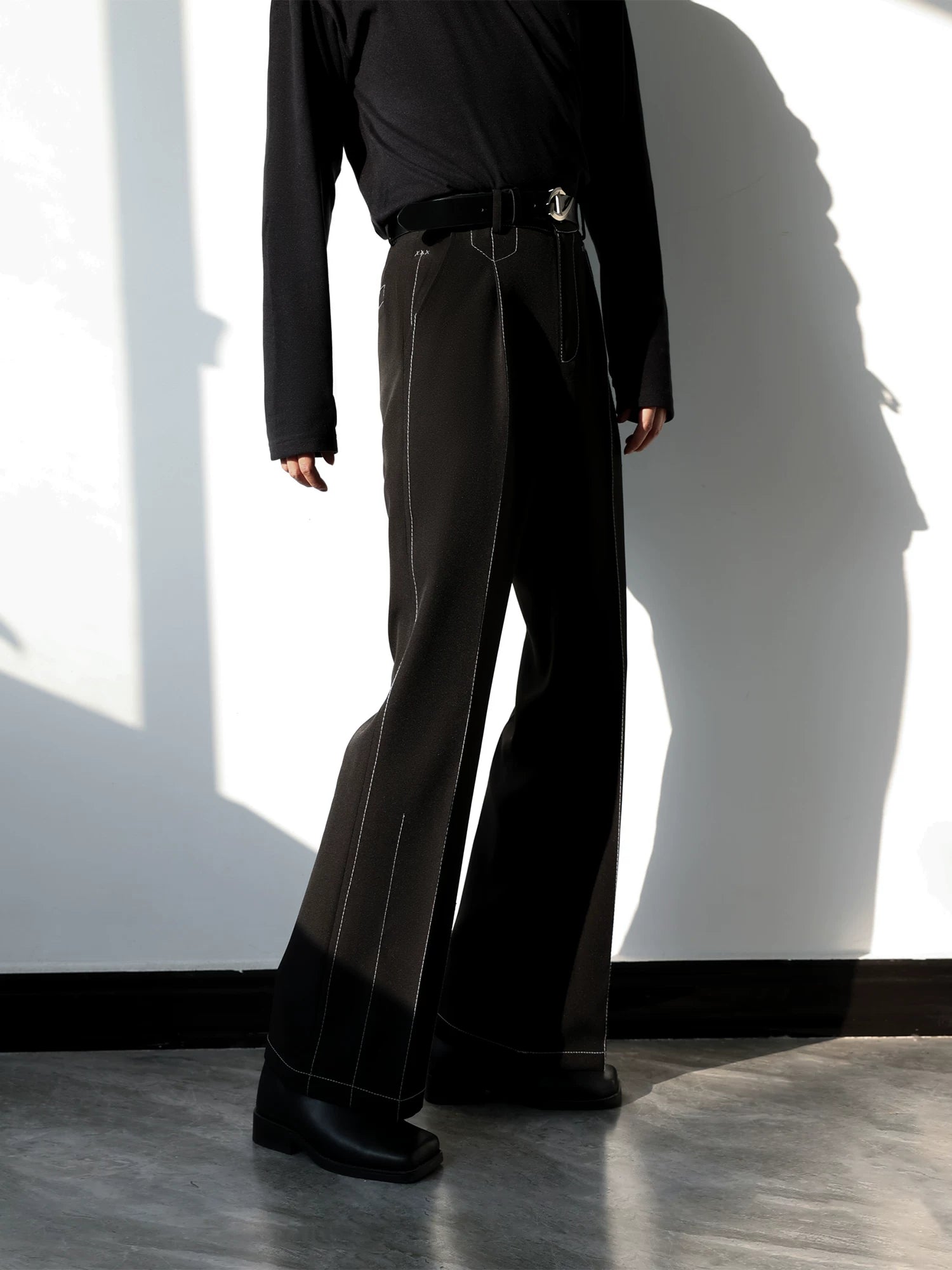 Midnight Gridline Tailored Flare Trousers