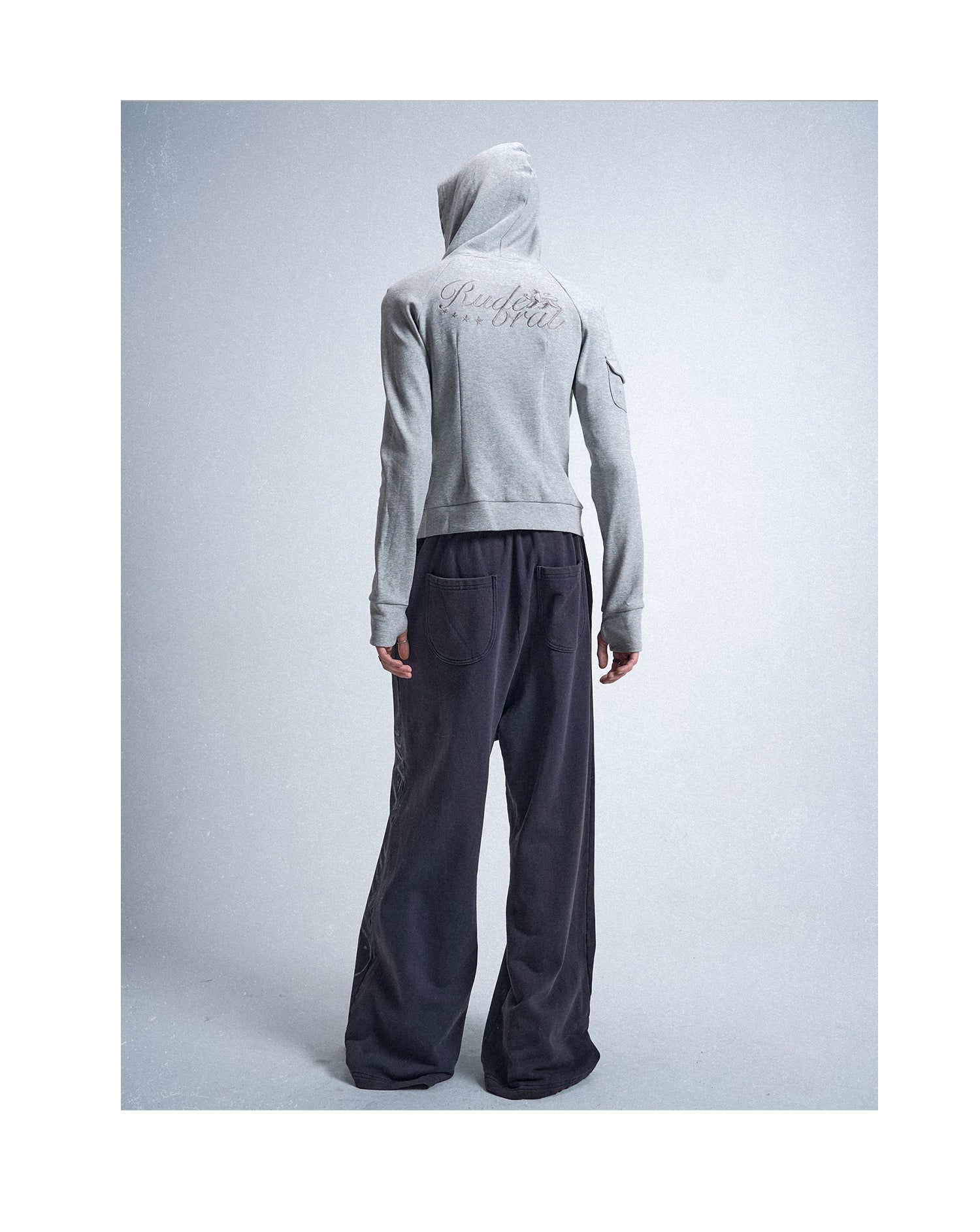 RudeLeopard Double-Layer Silver Leopard Zip Hoodie