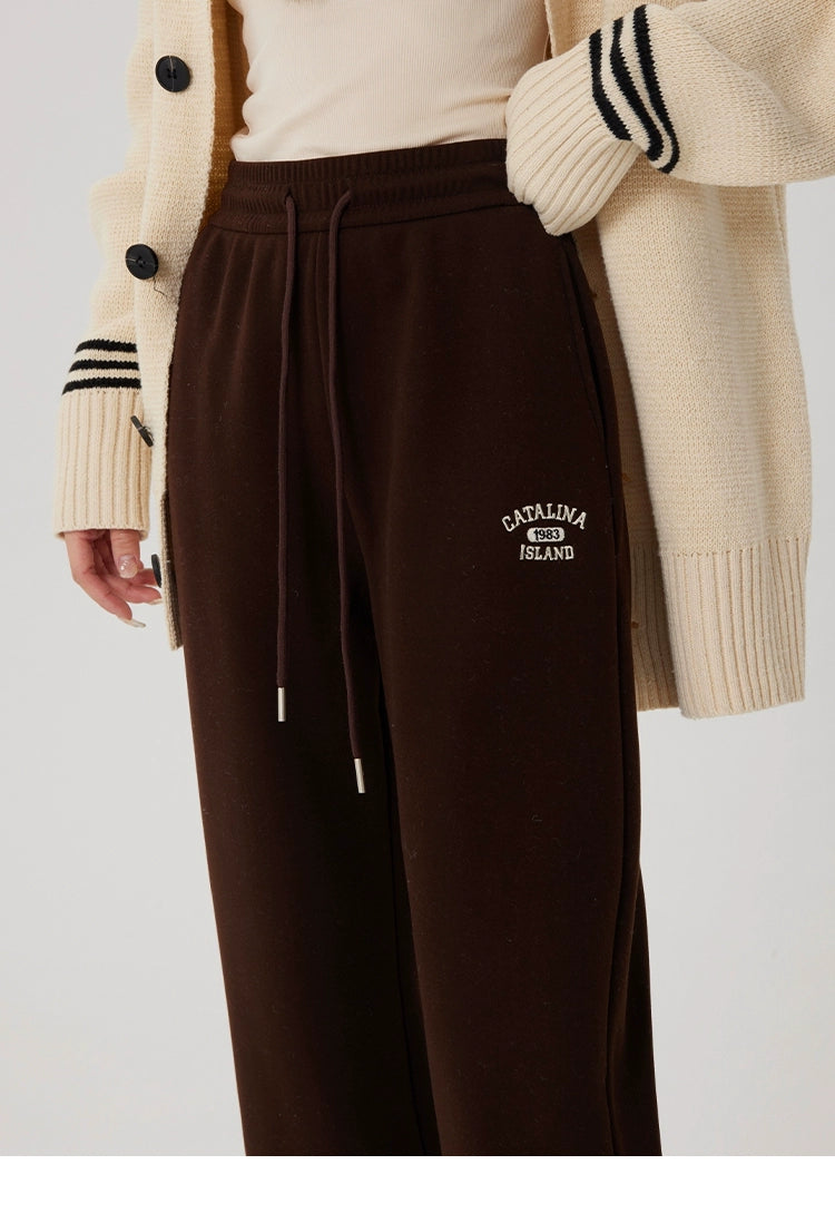 Straight-leg Fleece-lined Thick Sweatpants