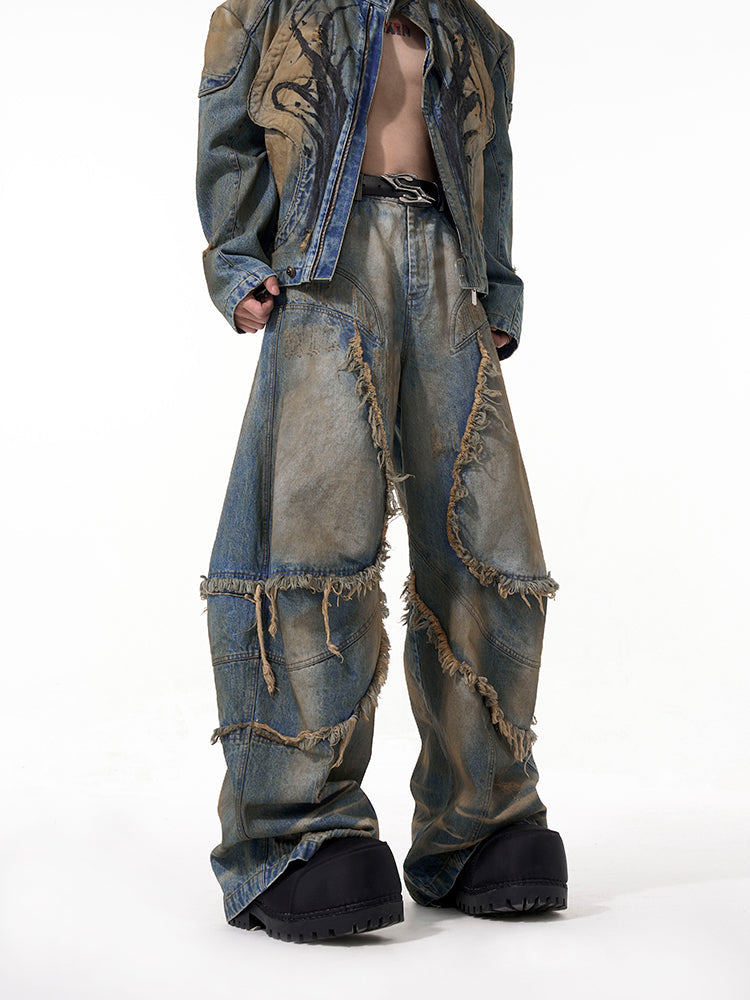 Distressed Tribal Denim Jacket and Jeans Setup