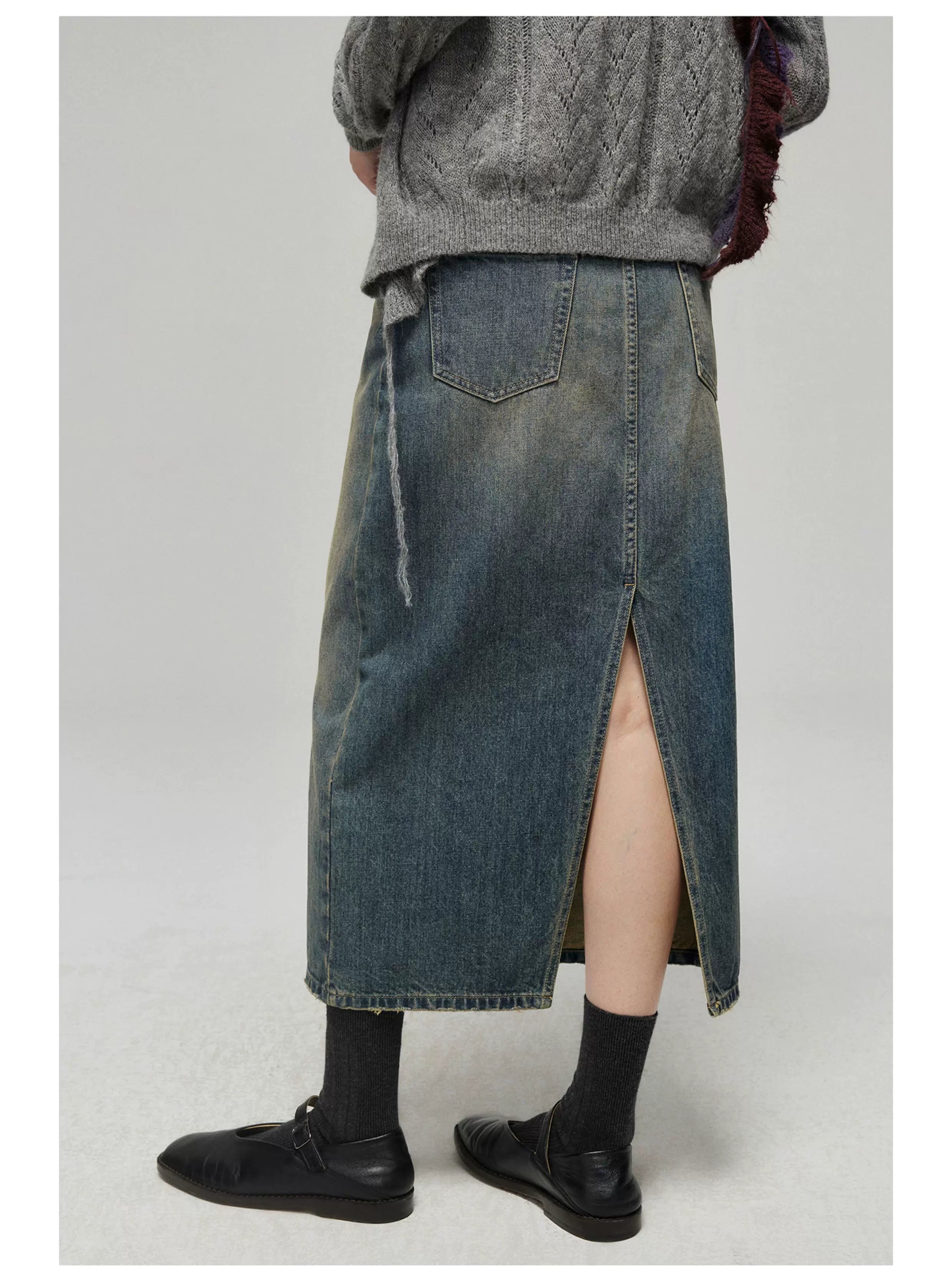 Stonefade Denim Midi Skirt