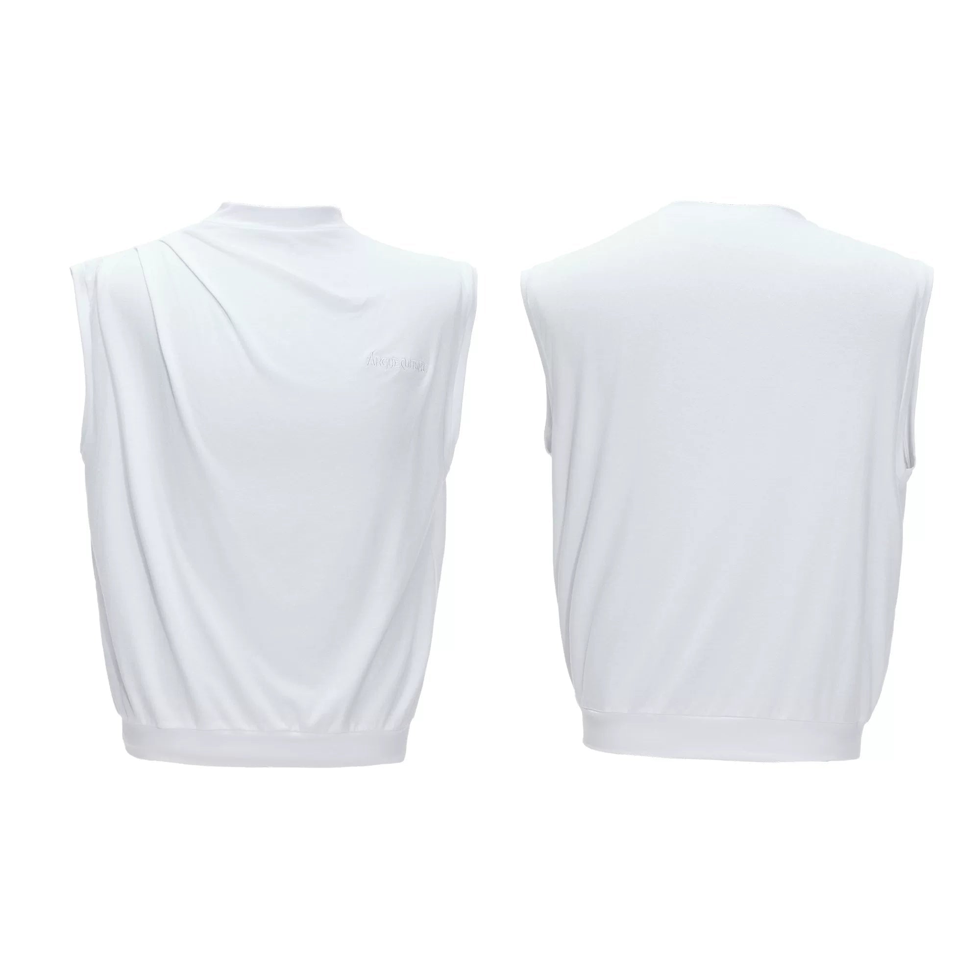 Sleeveless Mock Neck Draped T-Shirt