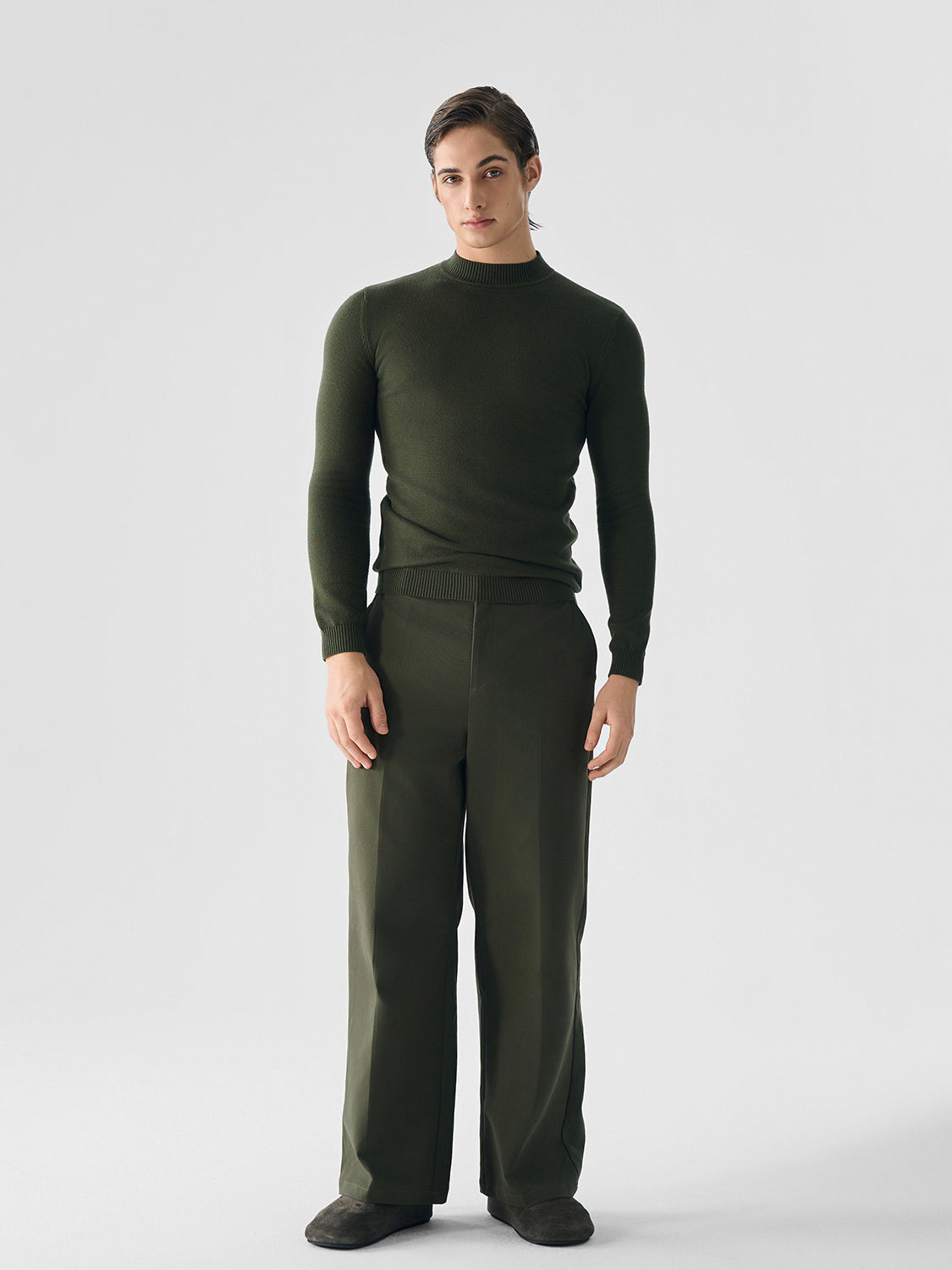 Half High-Neck Slim Fit Knit Sweater