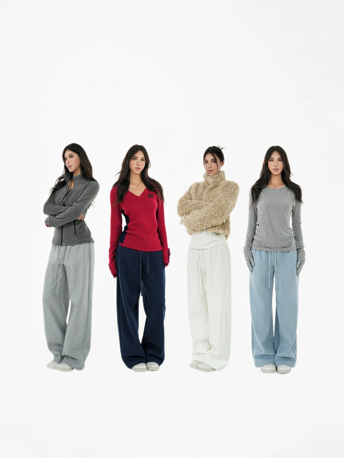 Low-Waist Drawstring Straight-Leg Sweatpants