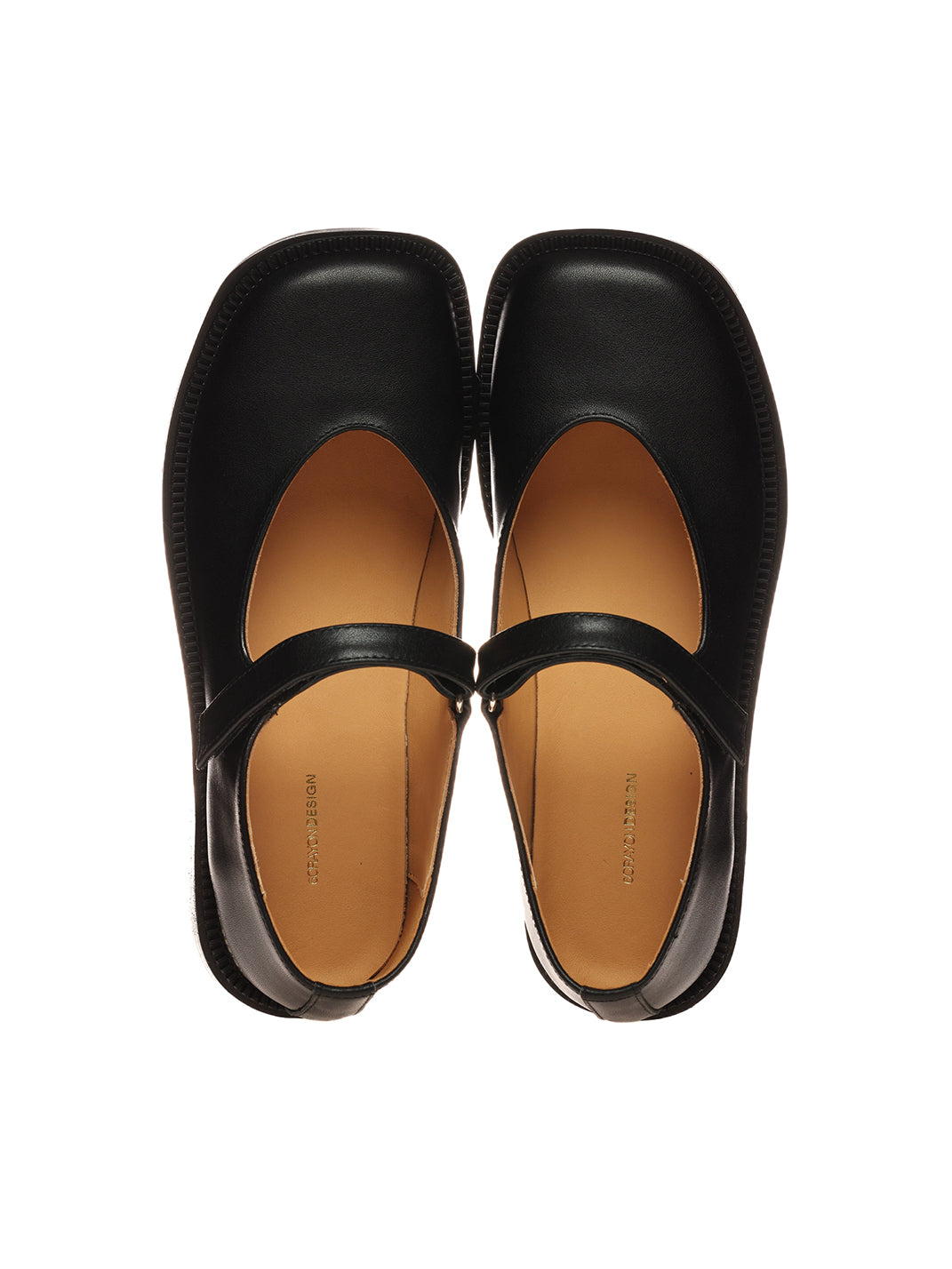 Classis Leather Strap Velcro Mary Janes-Black