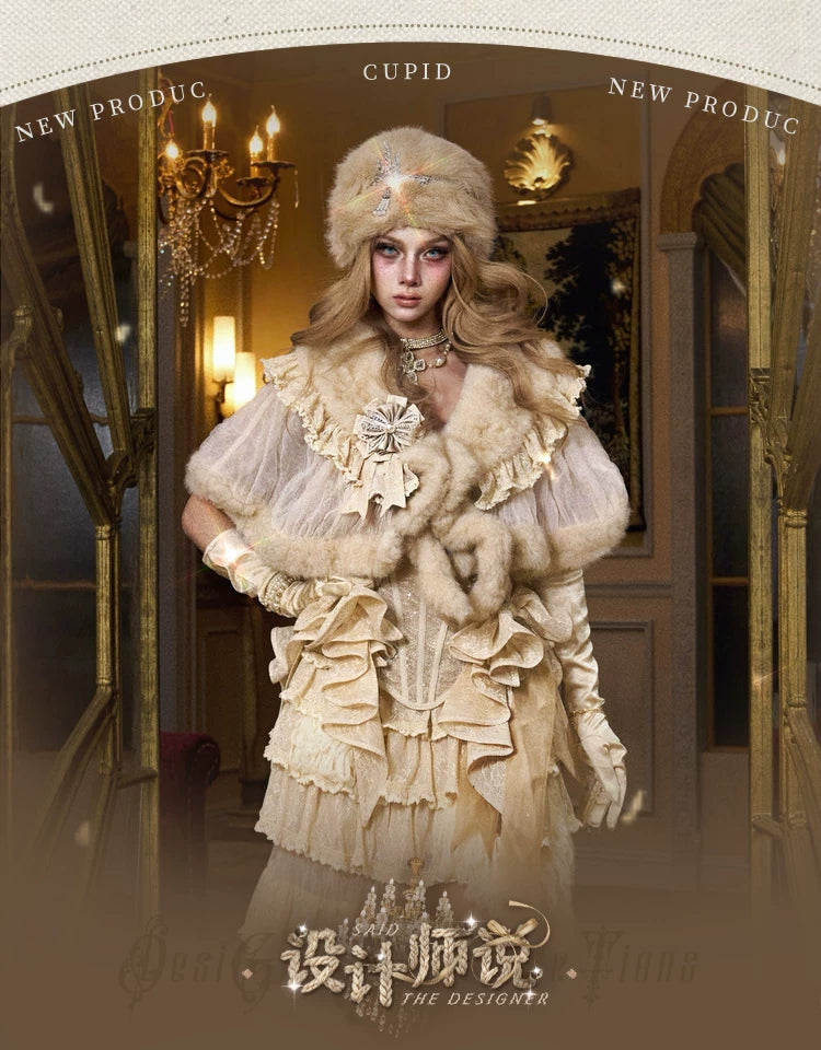 Ivory Faux Fur Lace Capelet