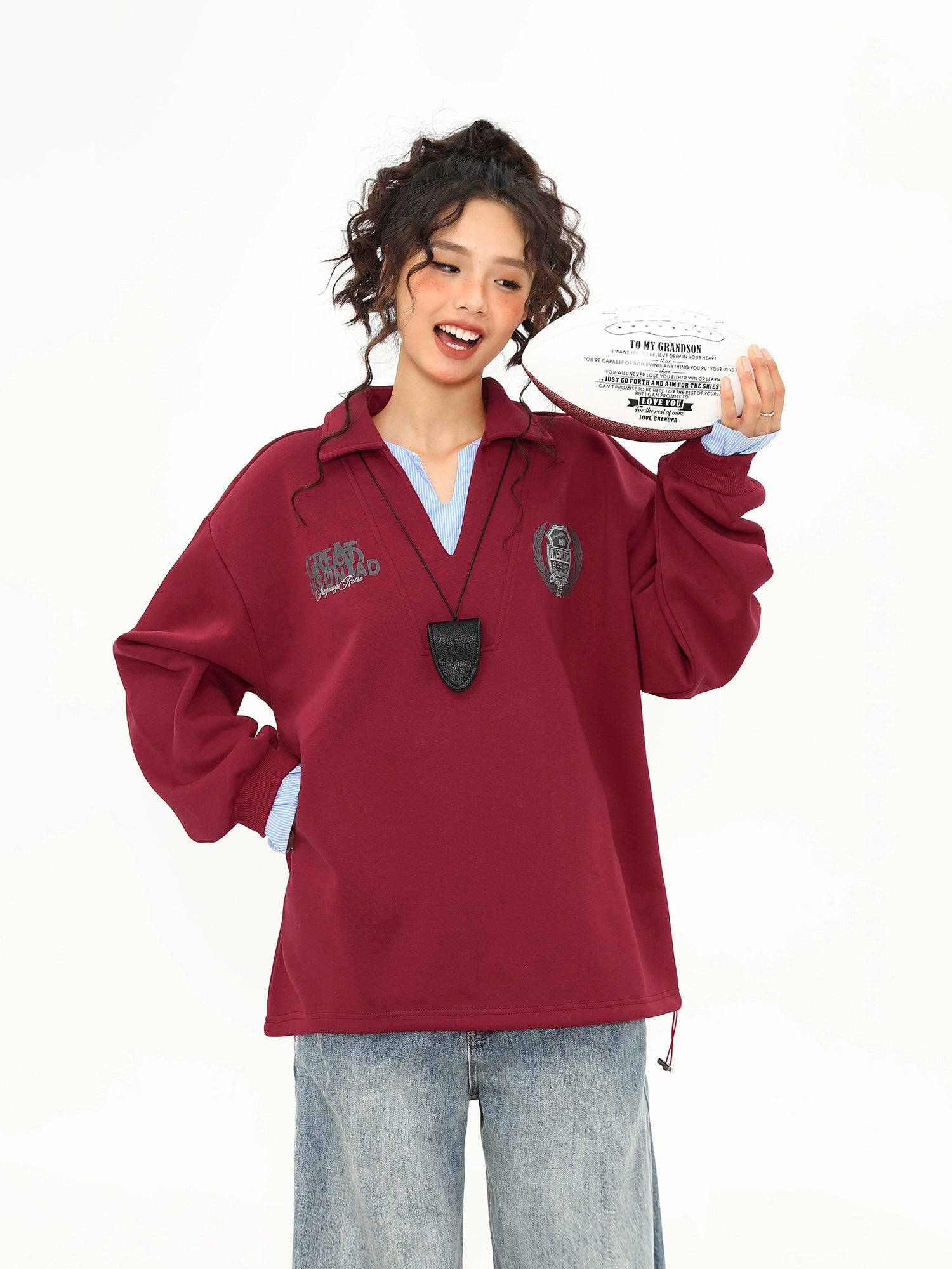 Crimson Varsity Rugby Pullover