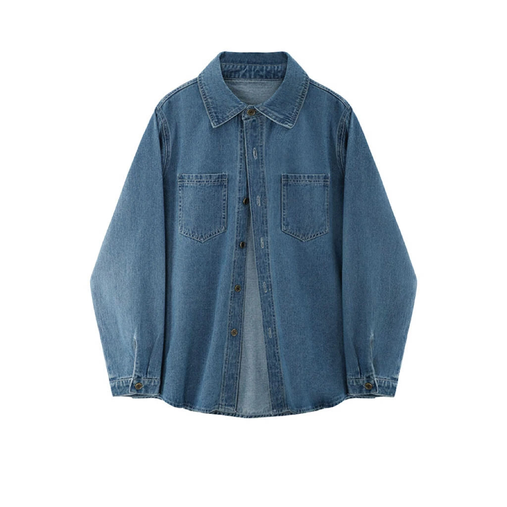 Vintage Dark Blue Denim Shirt Jacket