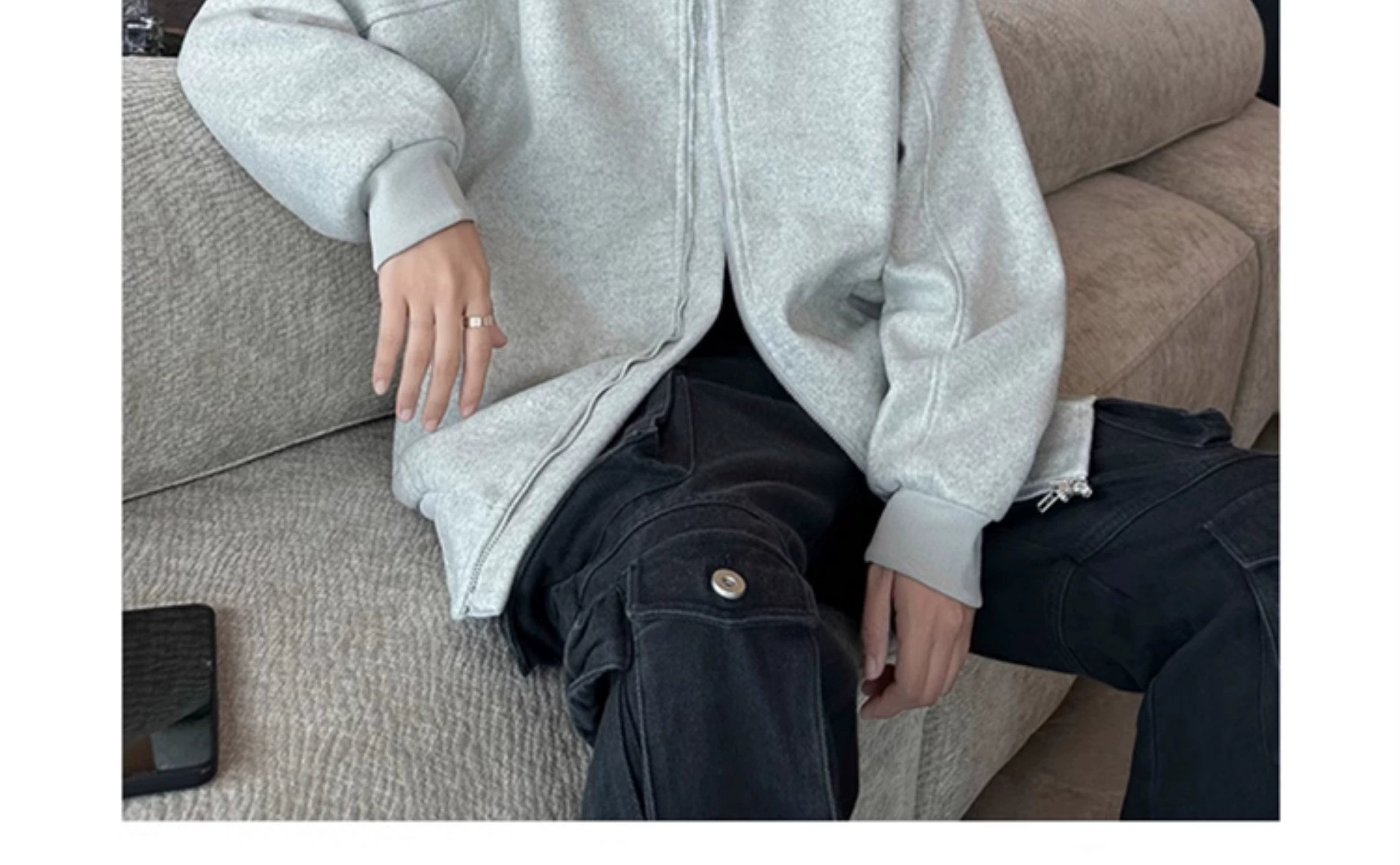 Oversized Stand Collar Zip Jacket