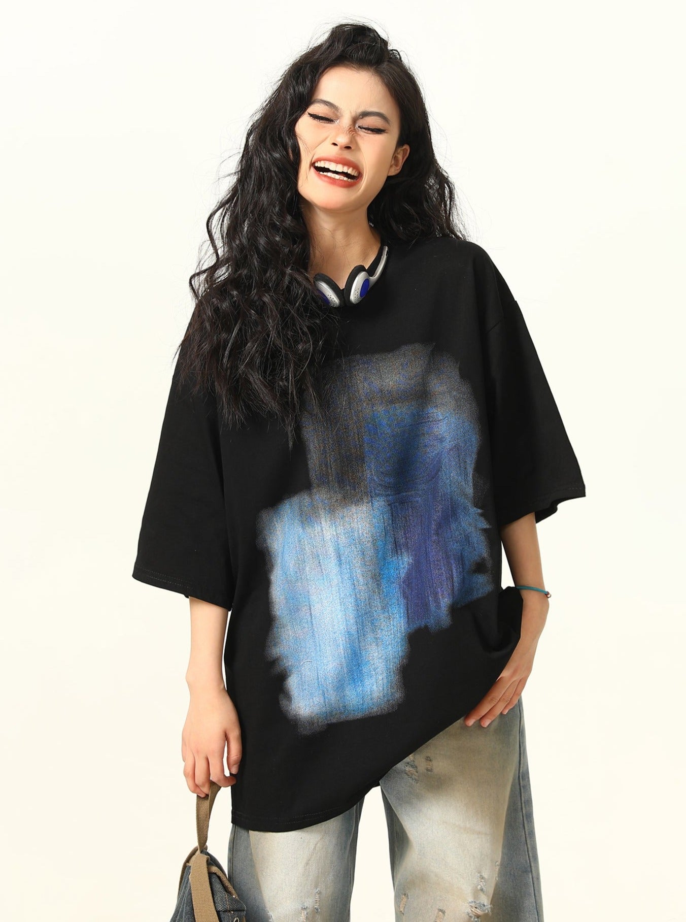 Abstract Watercolor-Style Oversized T-Shirt