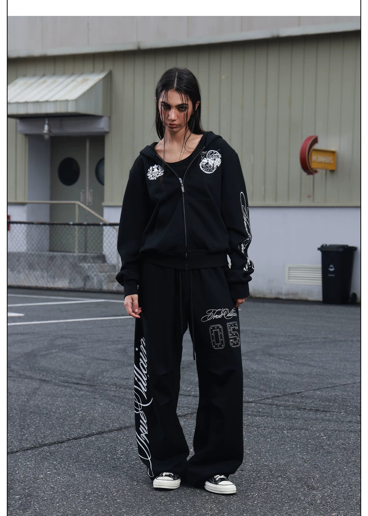 Midnight Crest Script Zip Hoodie