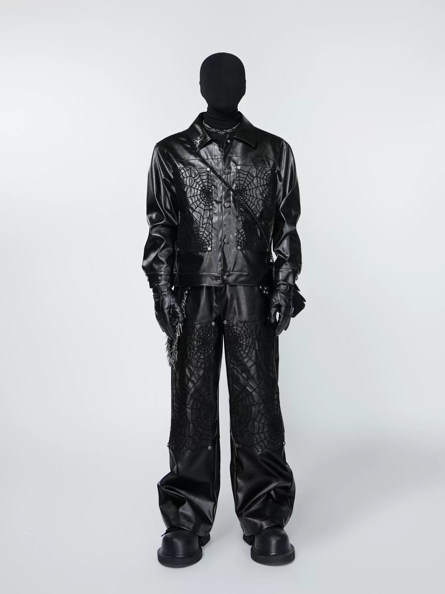Arachnid Nexus Web-Panel Leather Pants