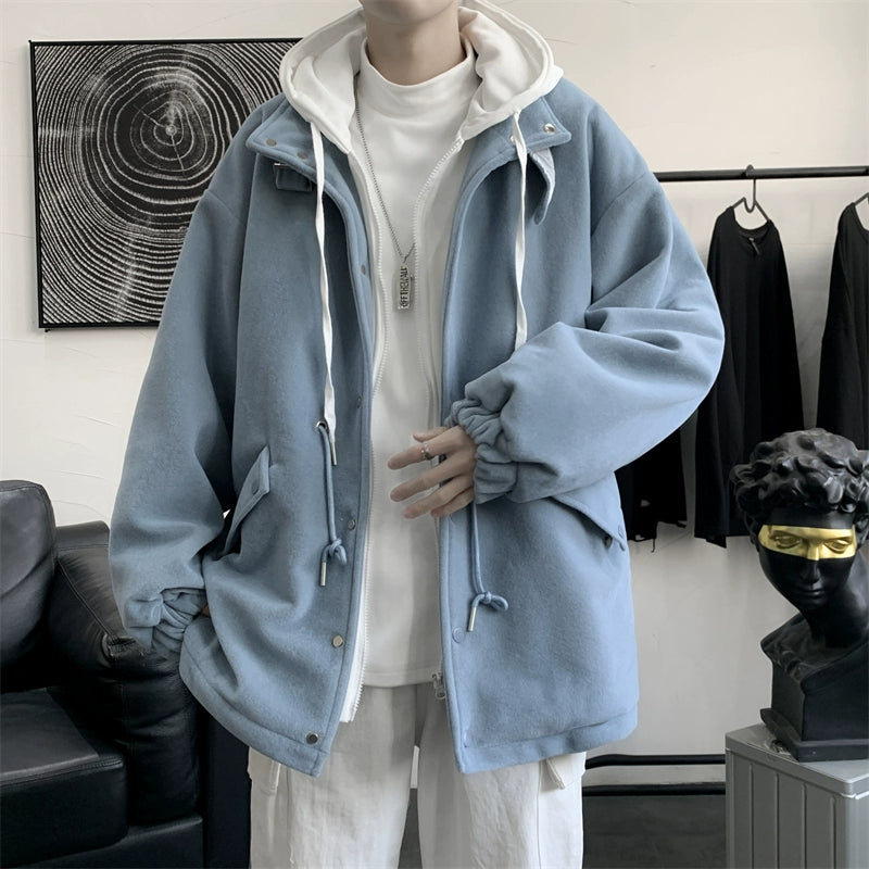 Oversized woolen hooded jacket