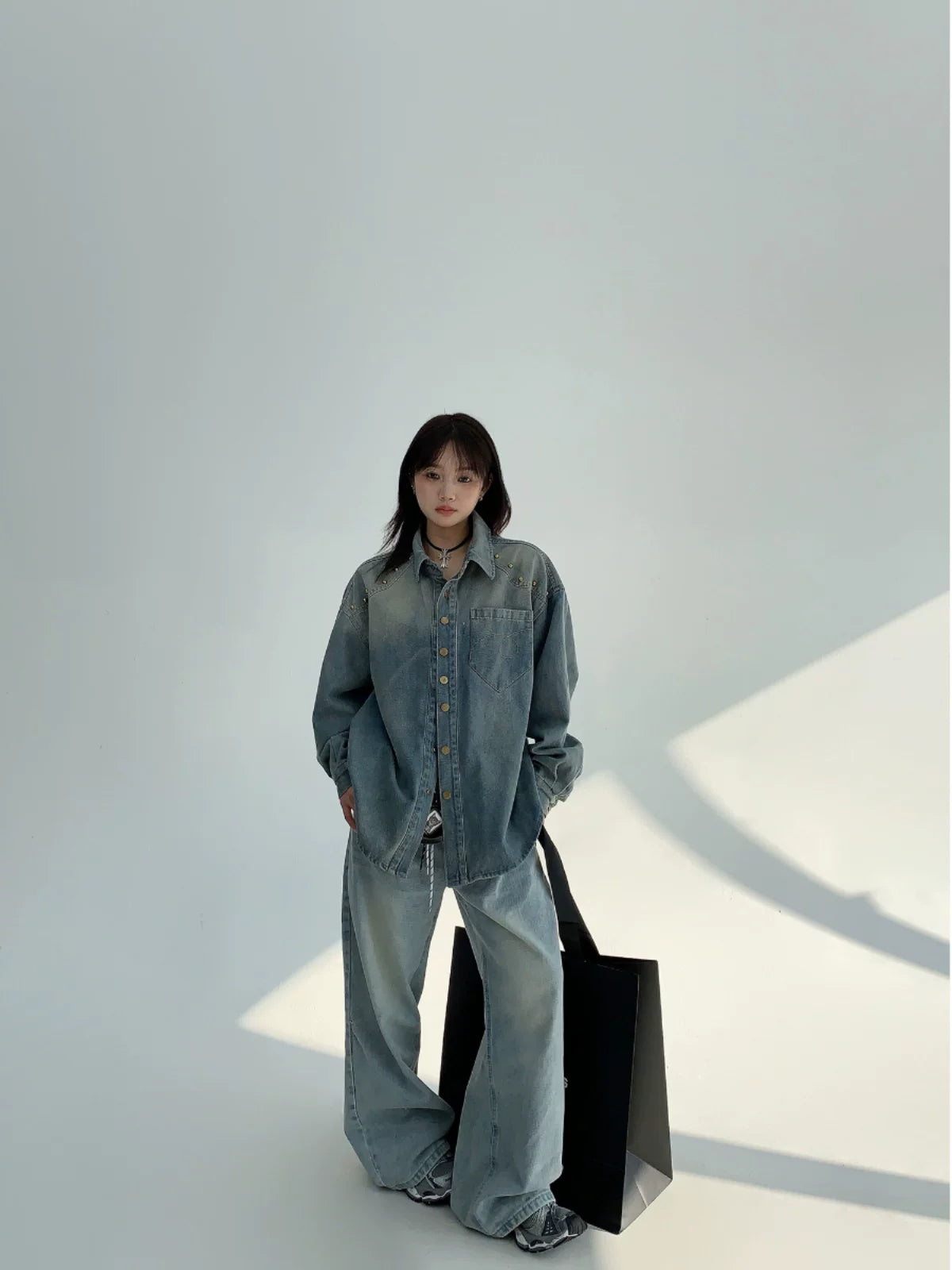 Galaxy Rivet Oversize Denim Shirt