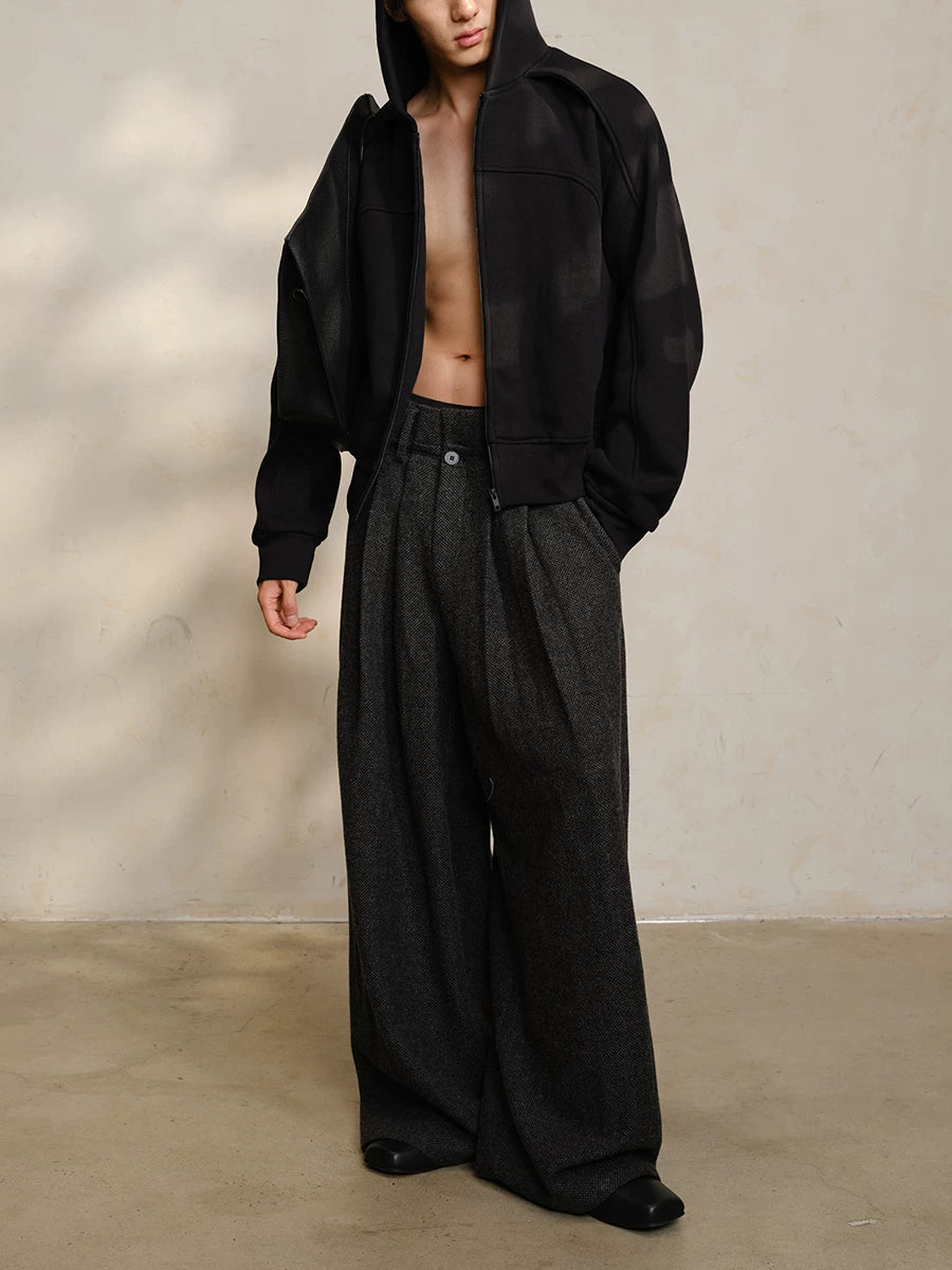 Panelled Zip-Up Hoodie