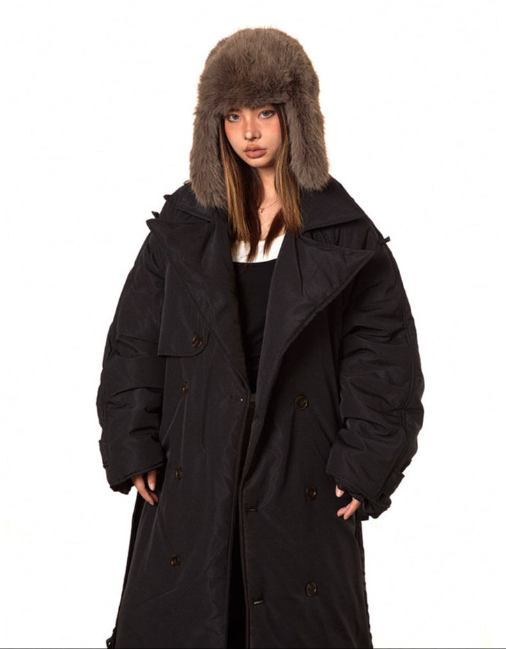 Double-Breasted Long Puffer Coat