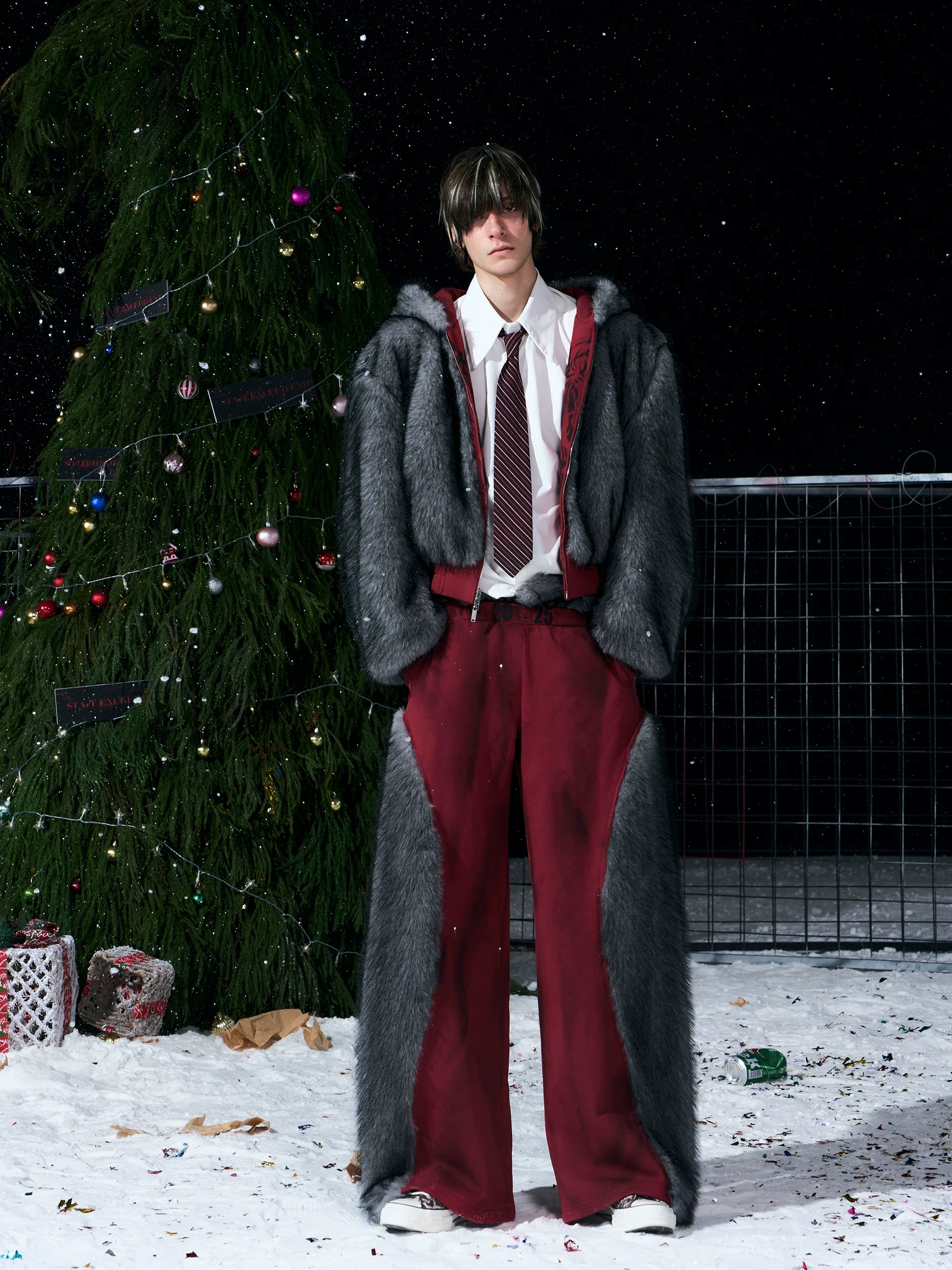 Frost Faux‑Fur Hooded Jacket and Pants Setup