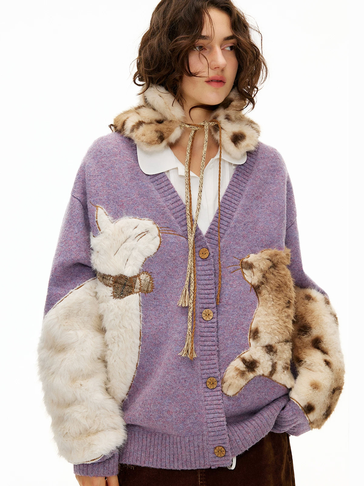 Velvet Purrmates Fuzzy Cat Cardigan