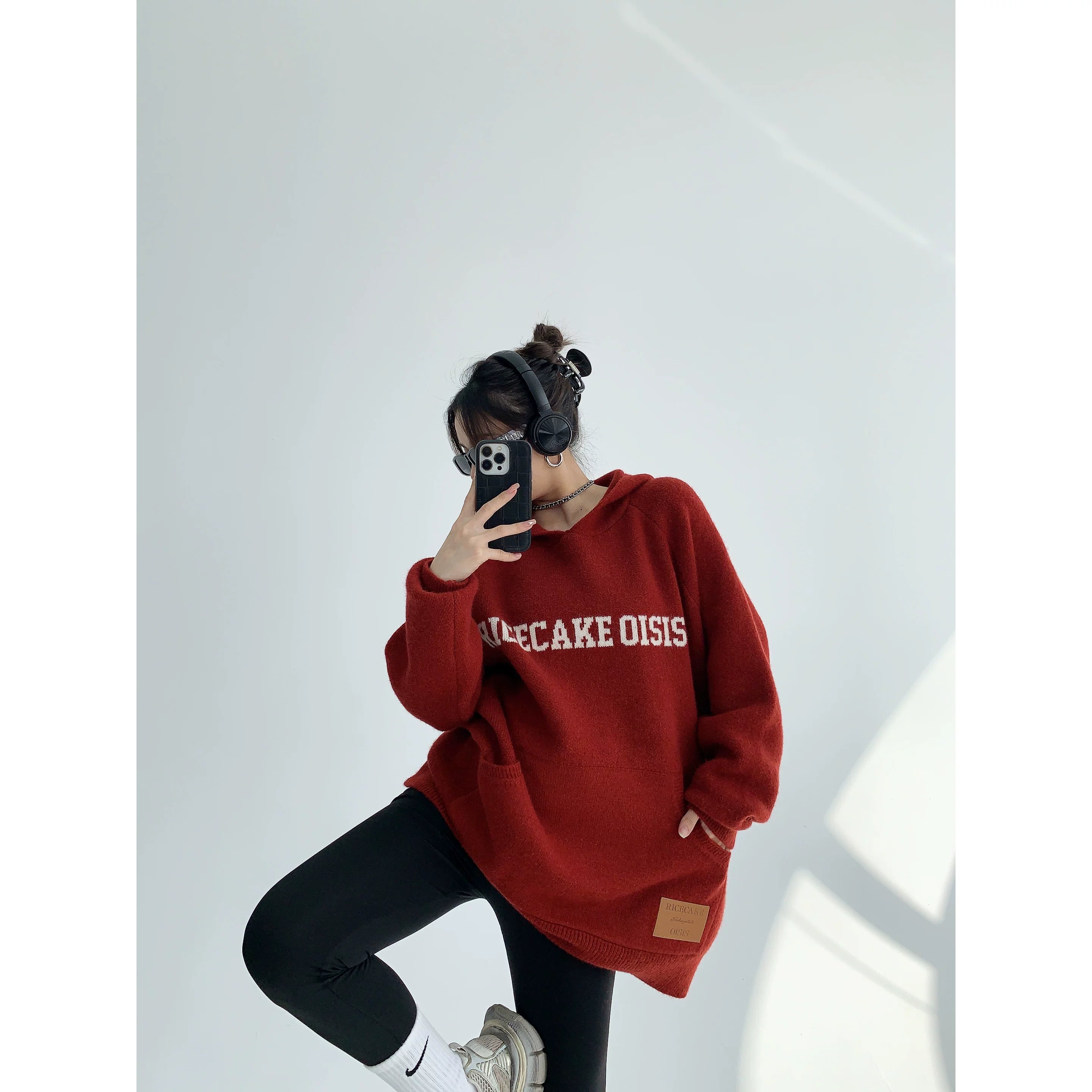 Brick Cozy Logo Knit Hoodie
