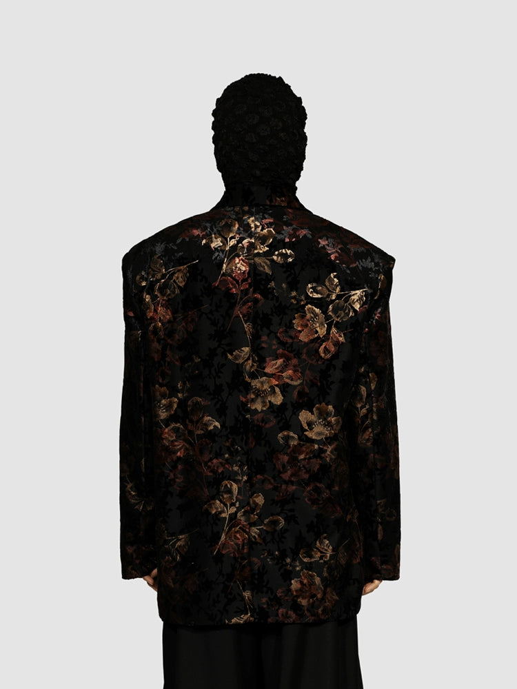 Black Floral Pattern Blazer