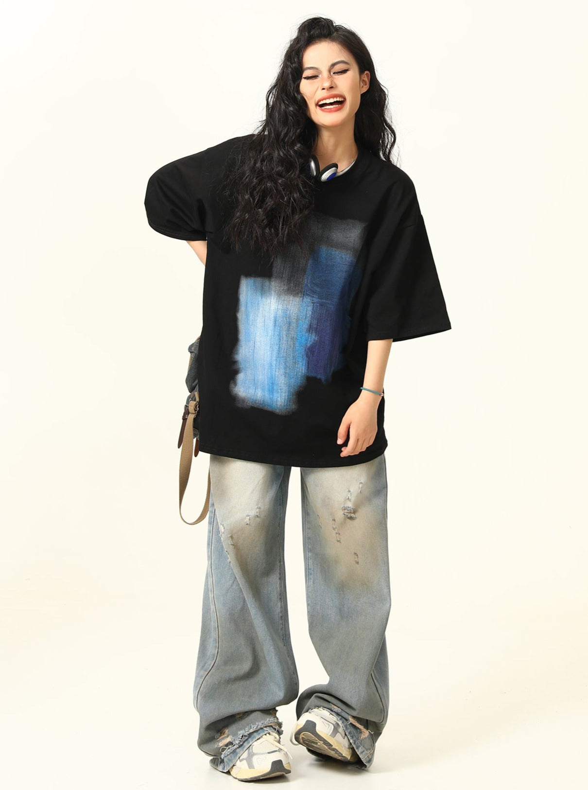 Abstract Watercolor-Style Oversized T-Shirt