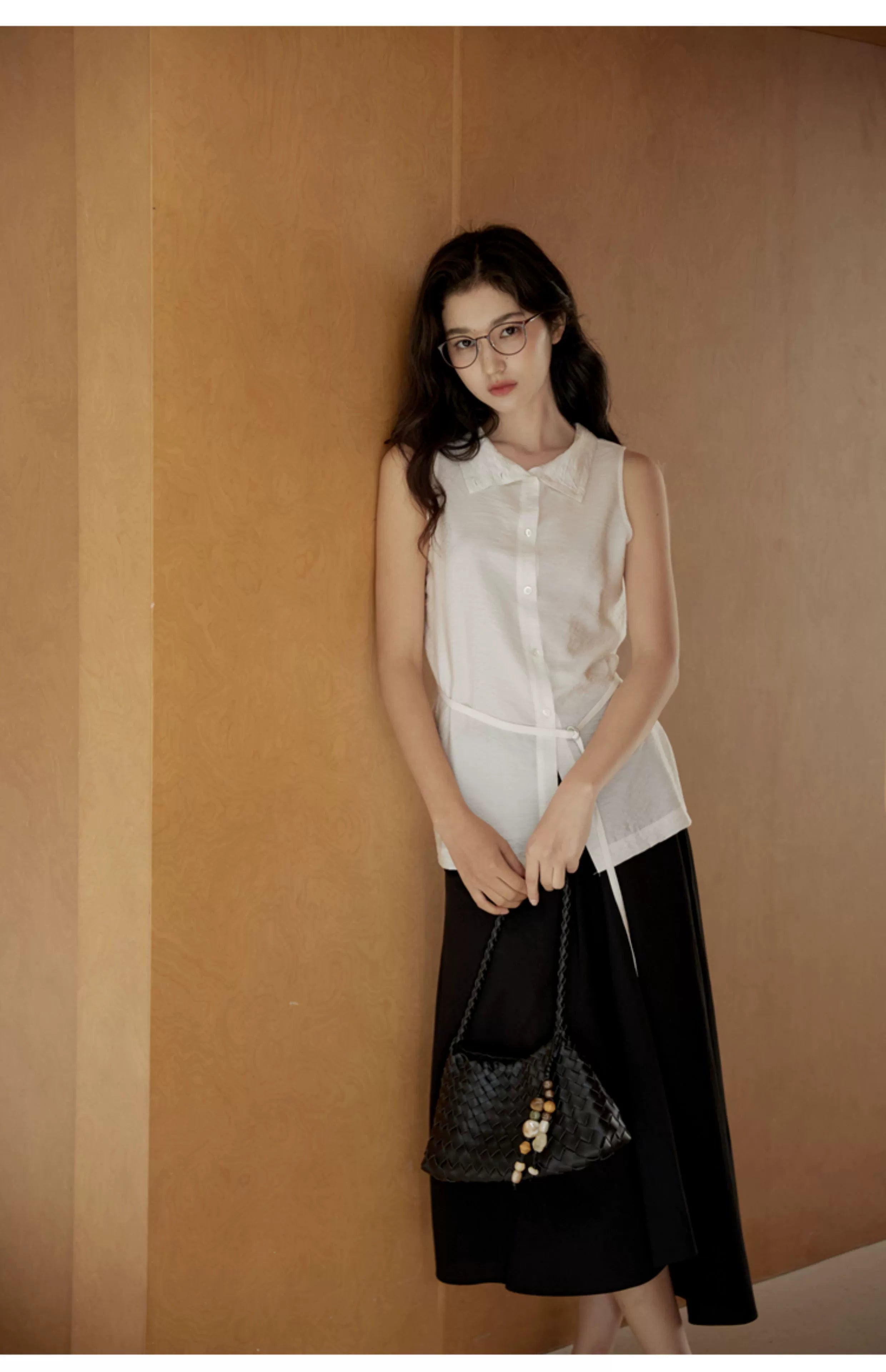 Sleeveless Light Pink Belted Top