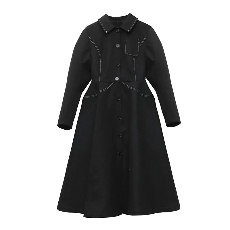 Noir Contrast Stitch Shirt Dress