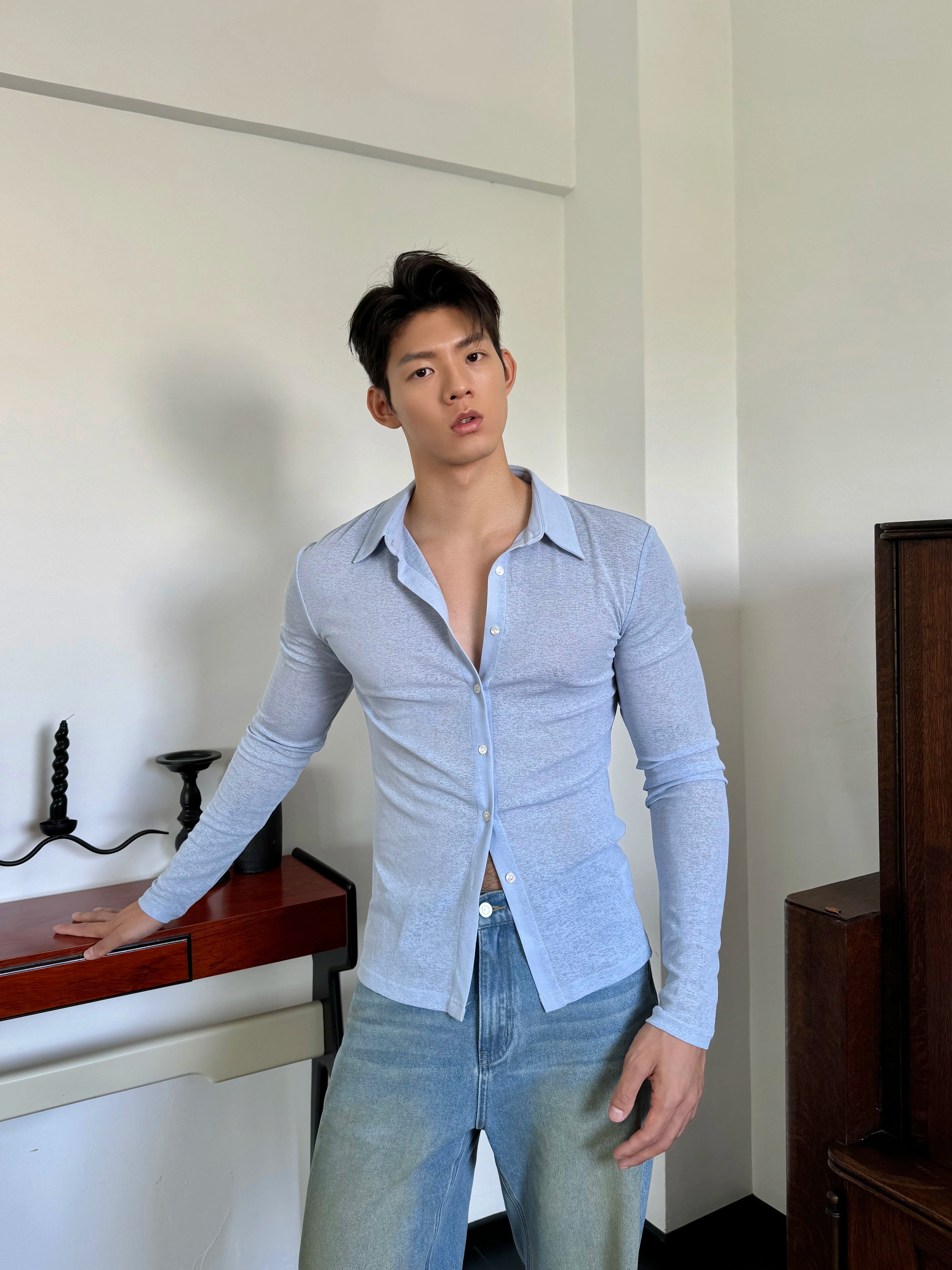 Light Blue Slim Fit Button Shirt