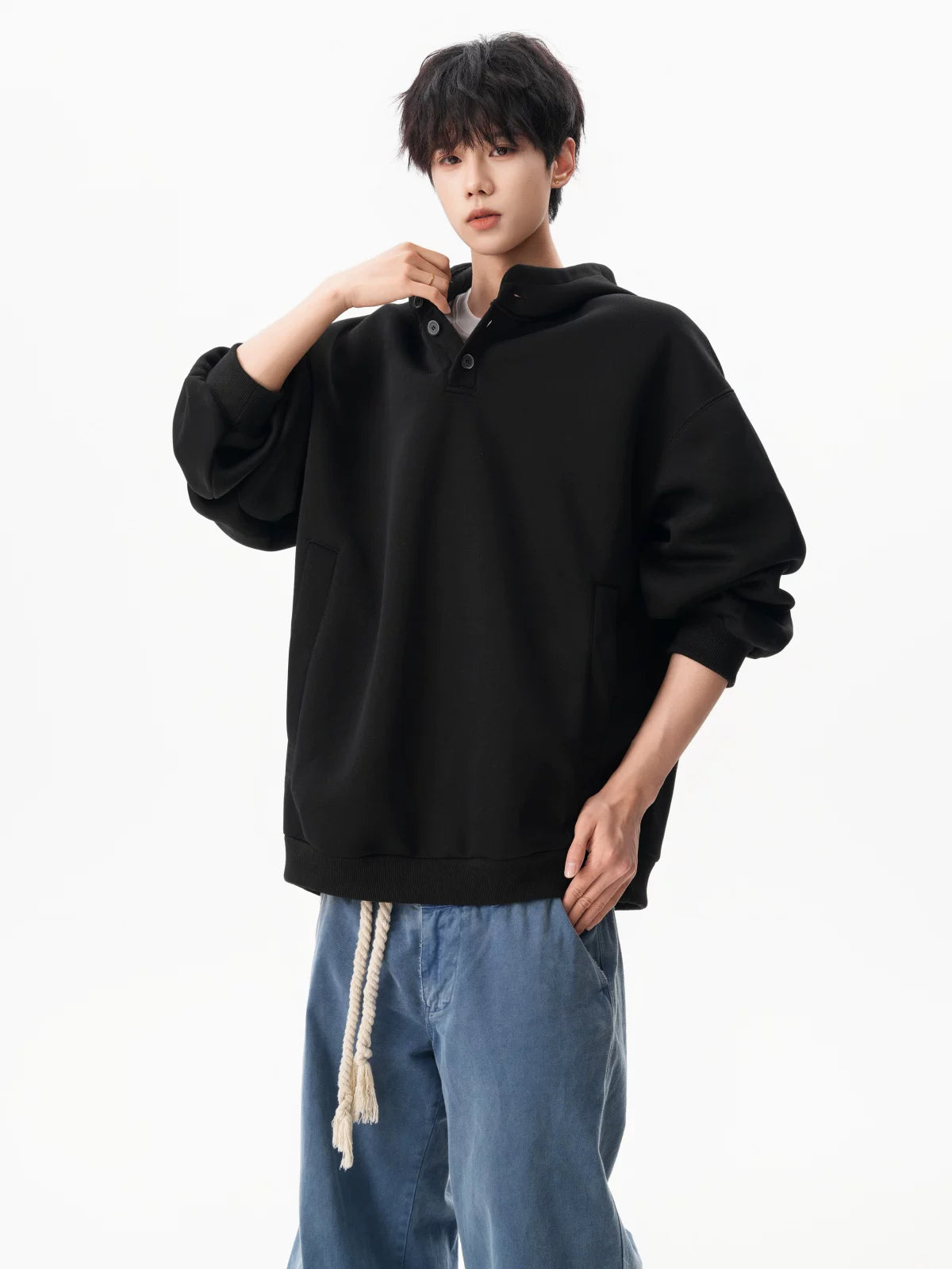 Flannel Trail Henley Hoodie
