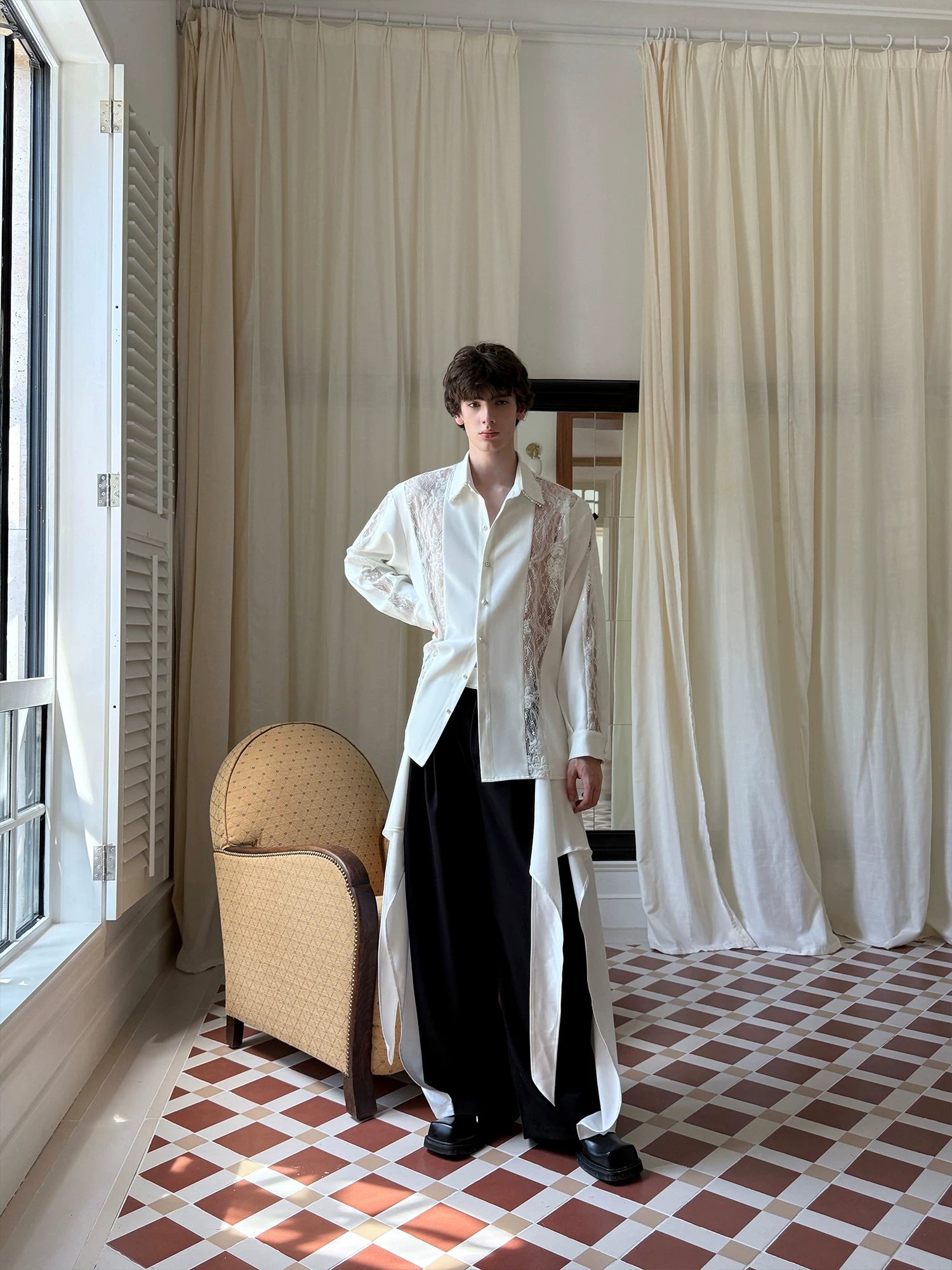 Ivory Reverie Pearl Lace Shirt