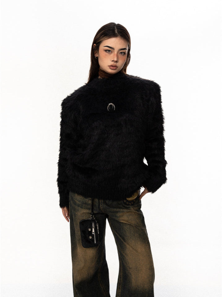 Fuzzy Mock Neck Sweater