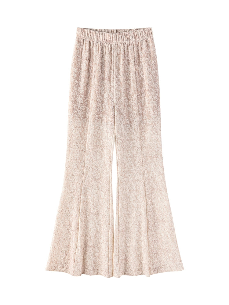 Light Pink Jacquard Flared Pants