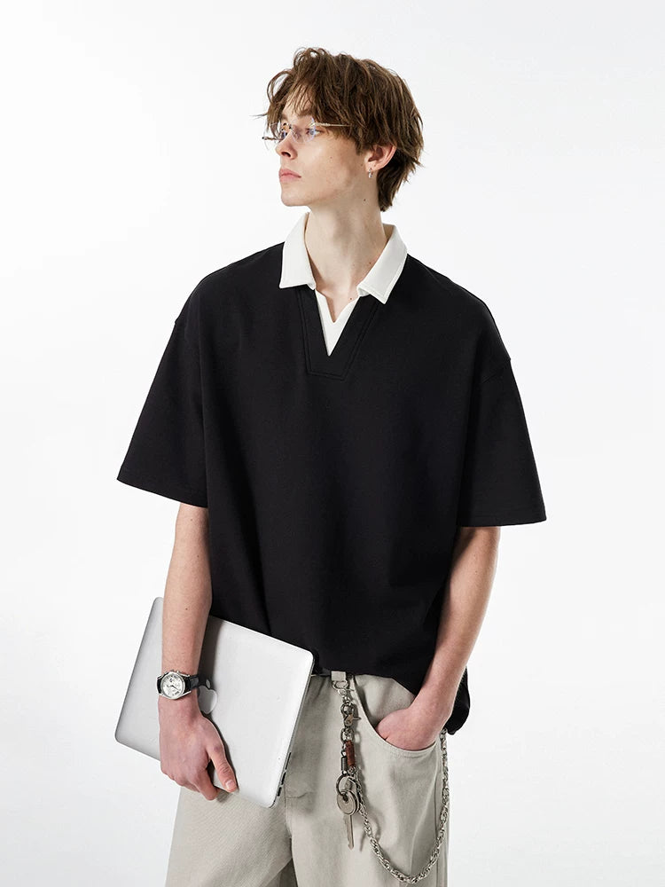 Contrast Collar Club Knit Polo Tee