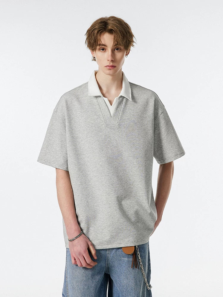 Contrast Collar Club Knit Polo Tee
