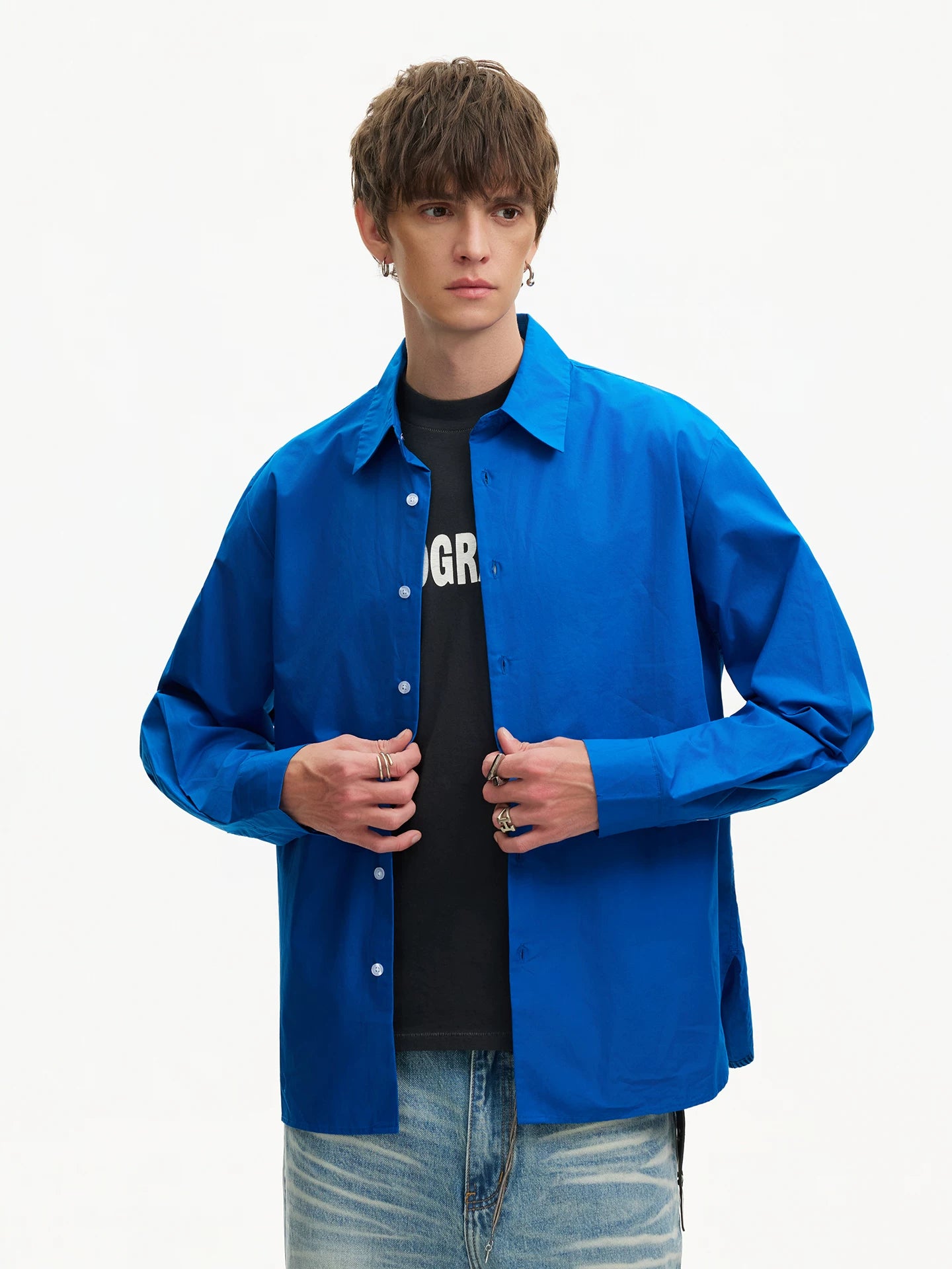 Cobalt Rush Oversize Poplin Shirt