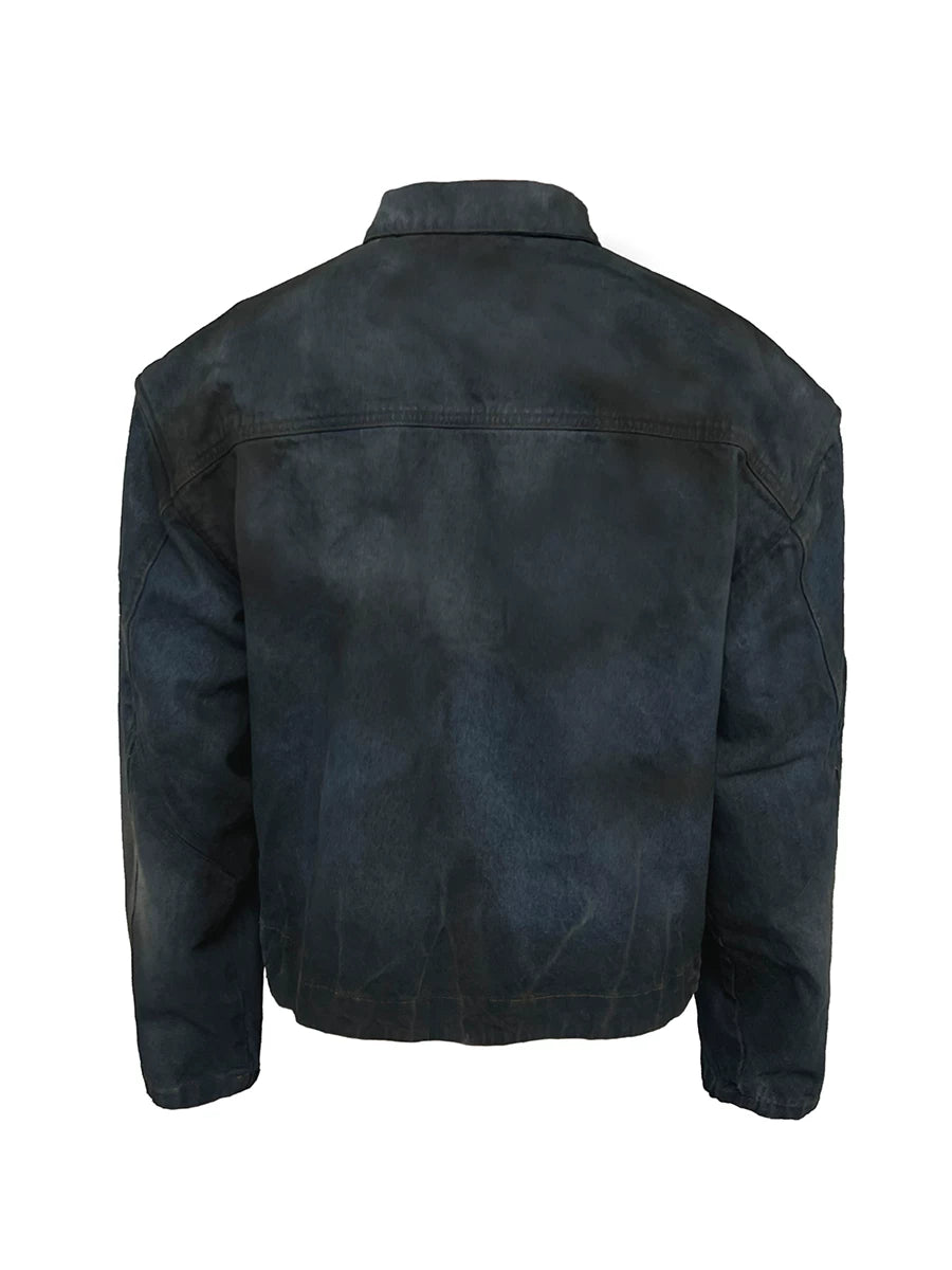 Faded Indigo Panelled Denim Trucker Jacket