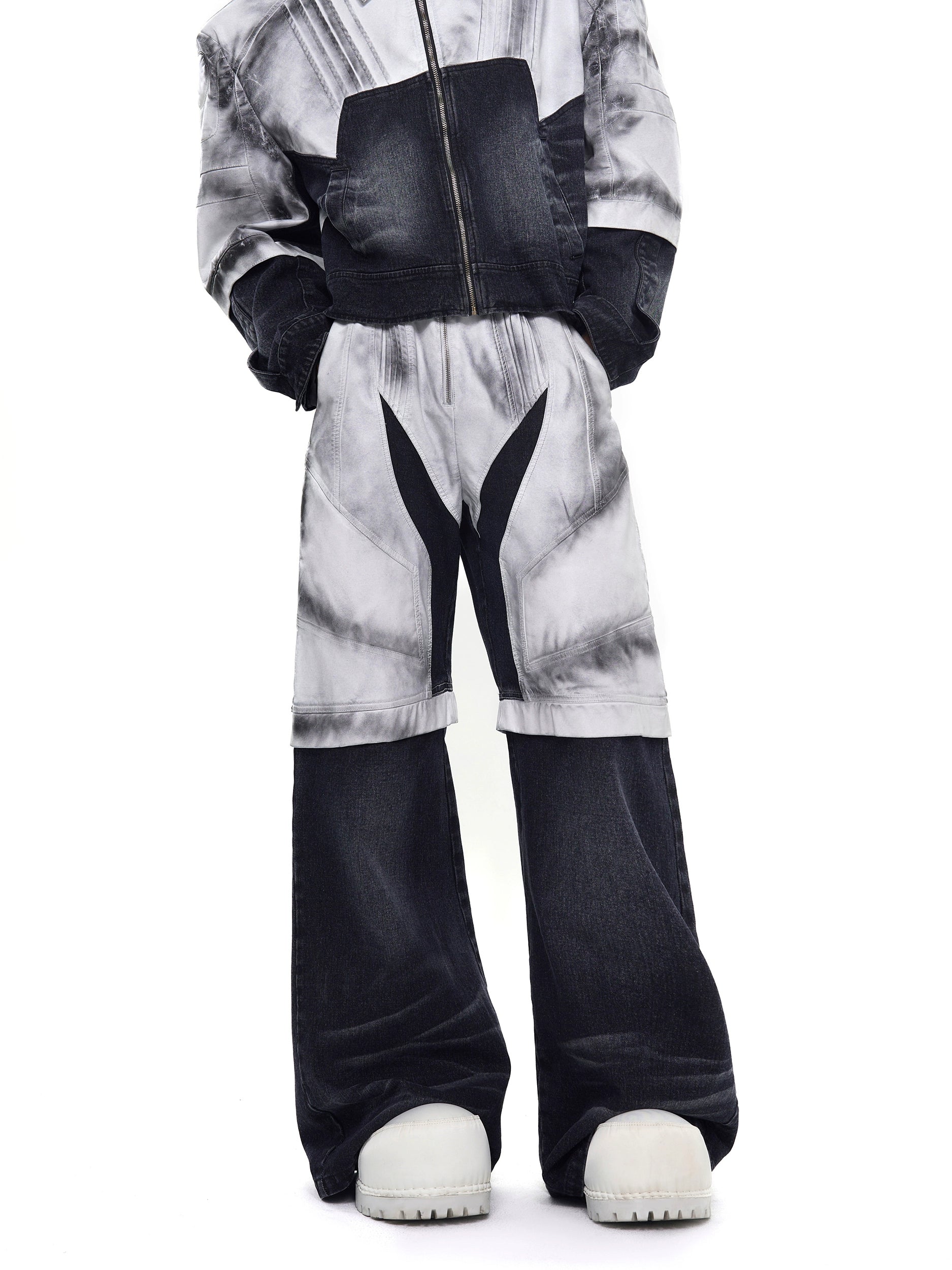Gradient Black Jacket and Wide Leg Denim Setup