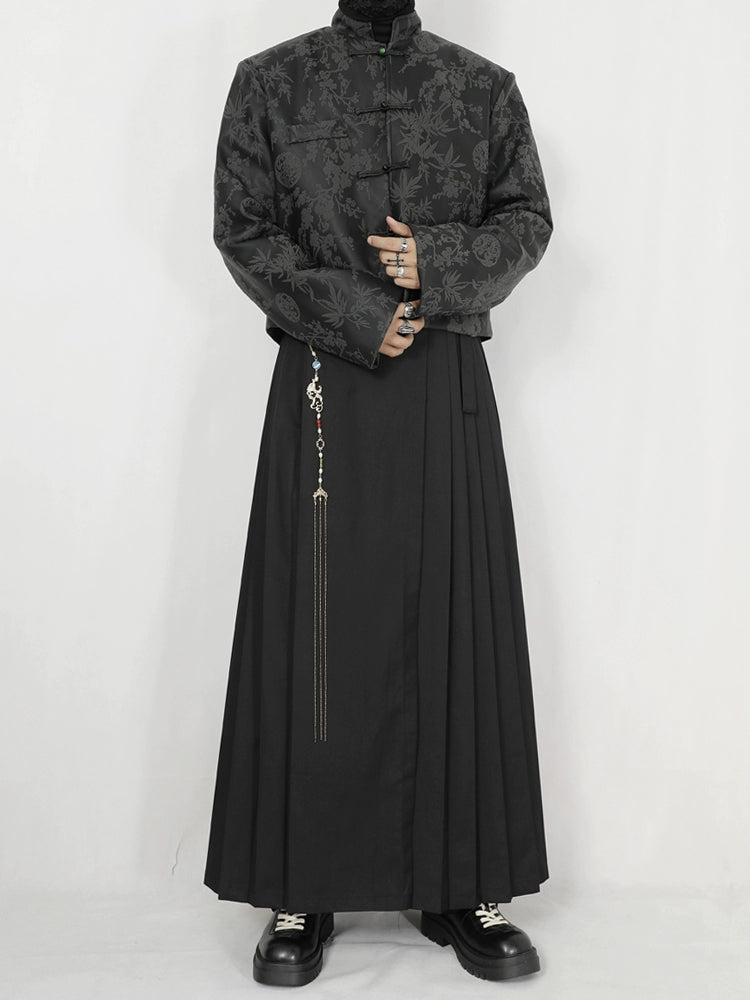 Black Jacquard Mandarin Jacket