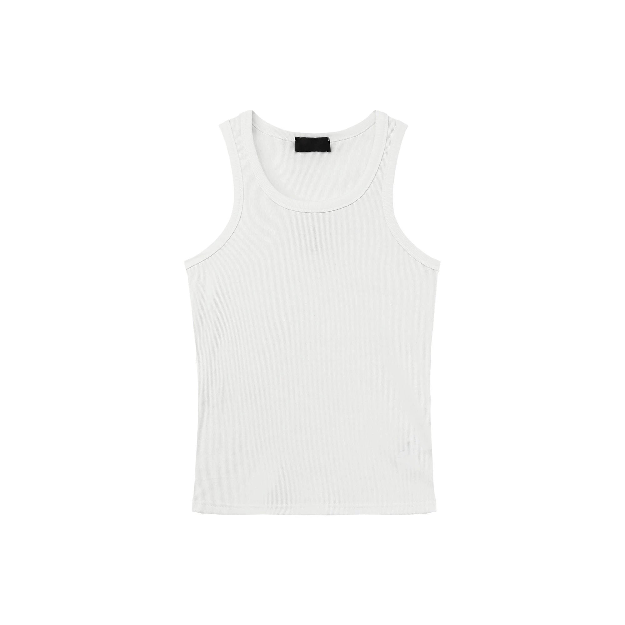 280G Ribbed Athletic Tank Top - White