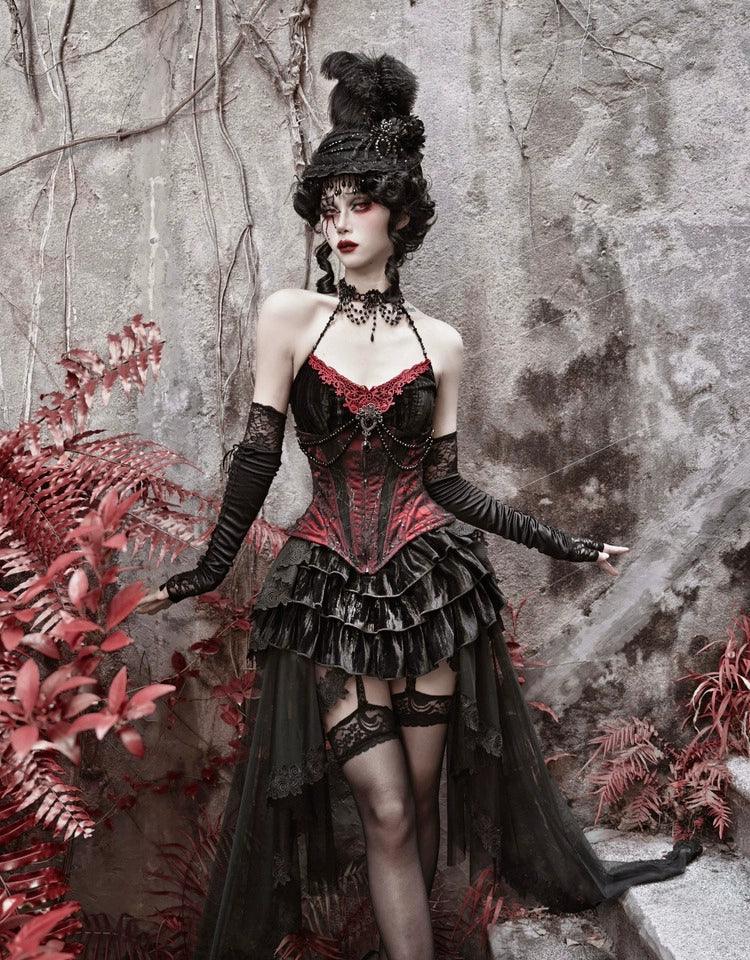 Gothic Burlesque Corset Dress With Accessories