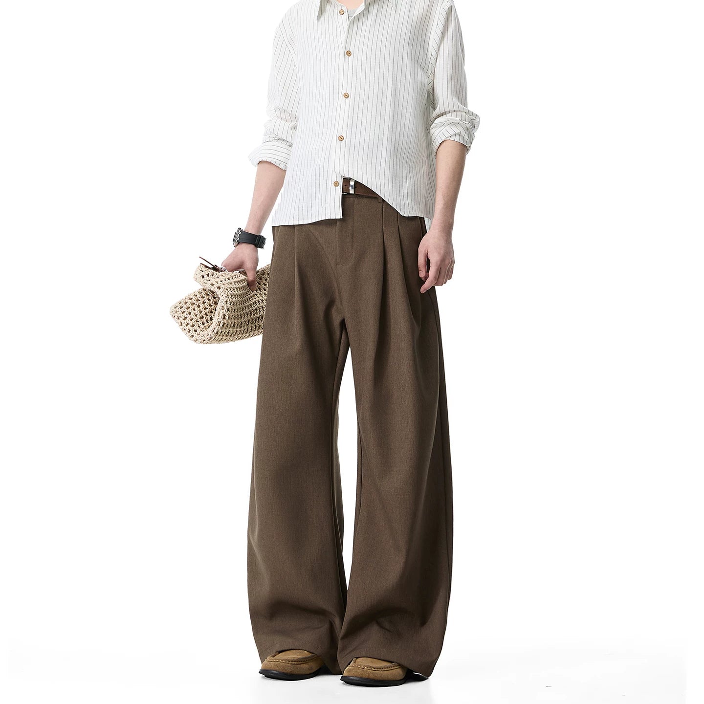 Walnut Drape Wide-Leg Trousers