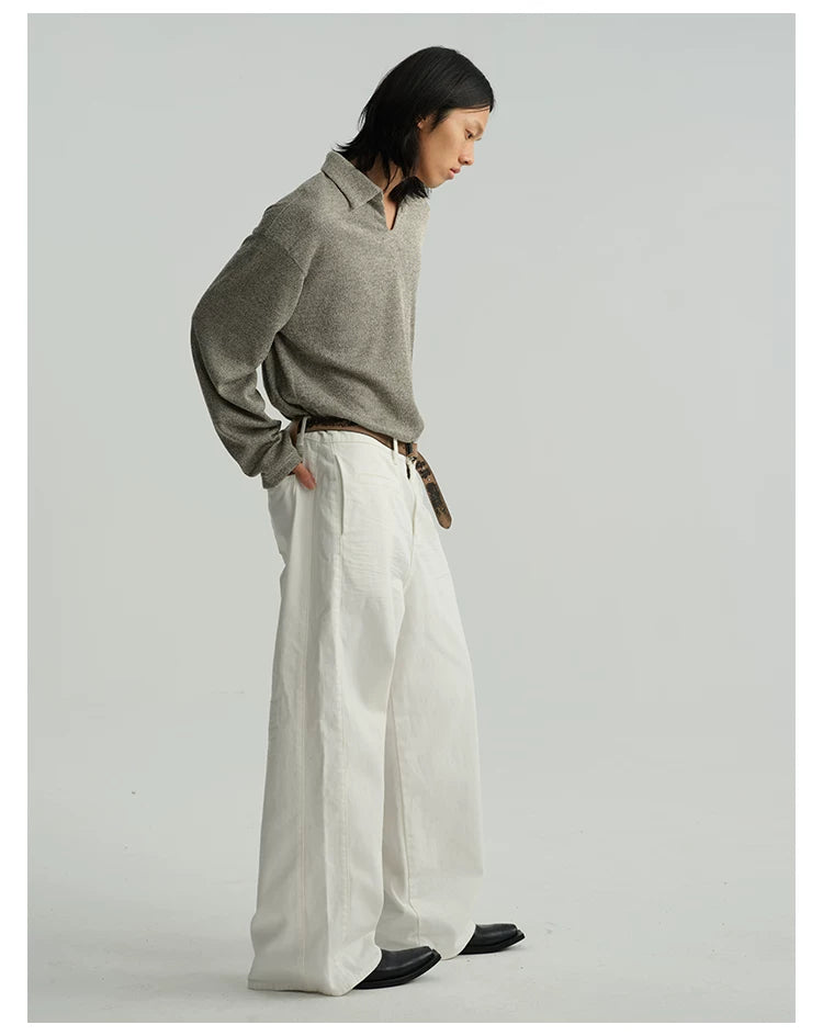 Crisp White Wide-Leg Balloon Trousers