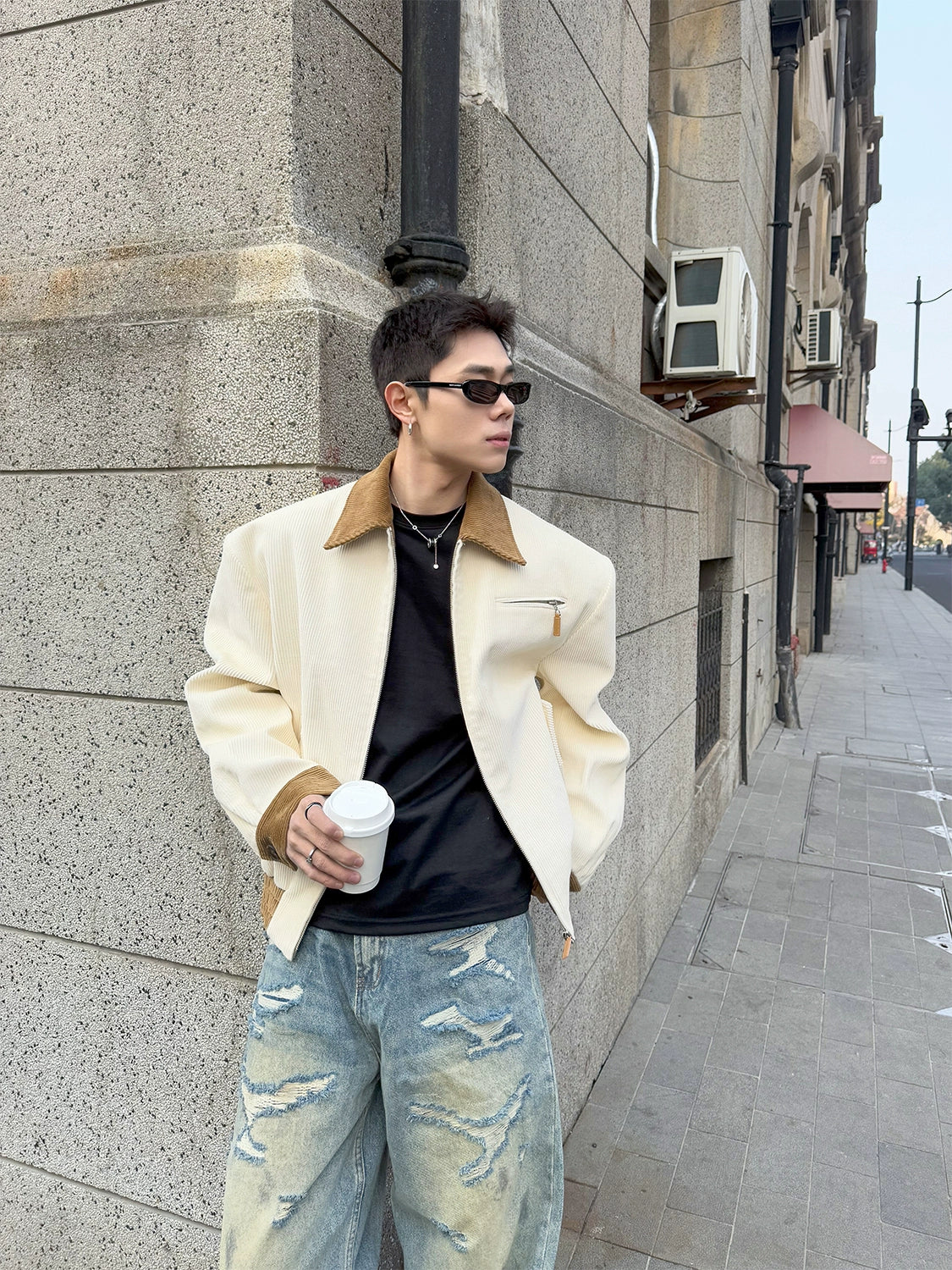 Ivory Contrast Urban Cord Jacket