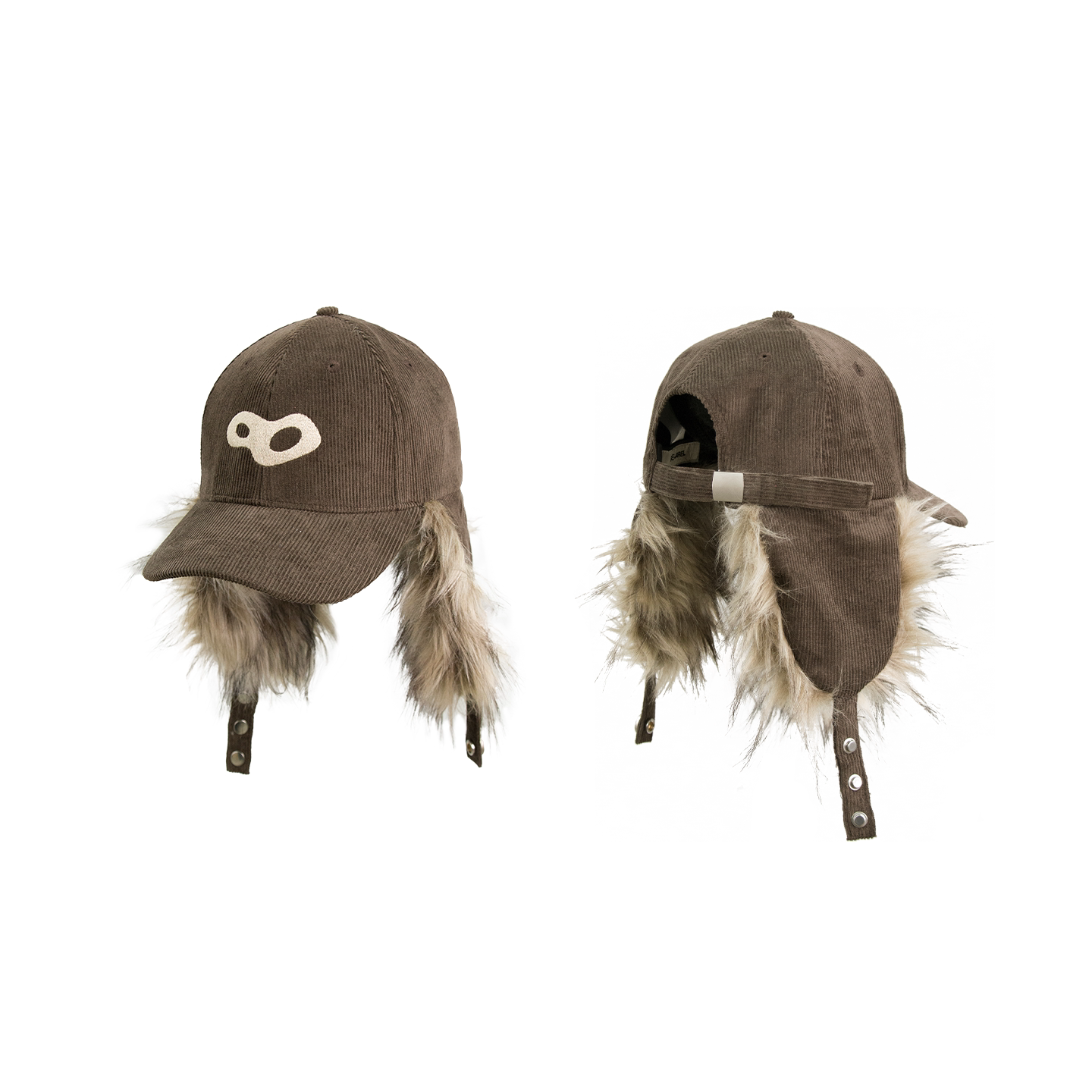 Faux Fur Earflap Corduroy Cap