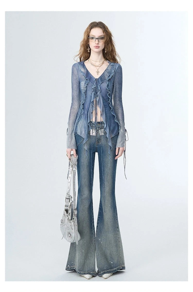 Of Akiva 70s-Inspired Flared Denim Jeans