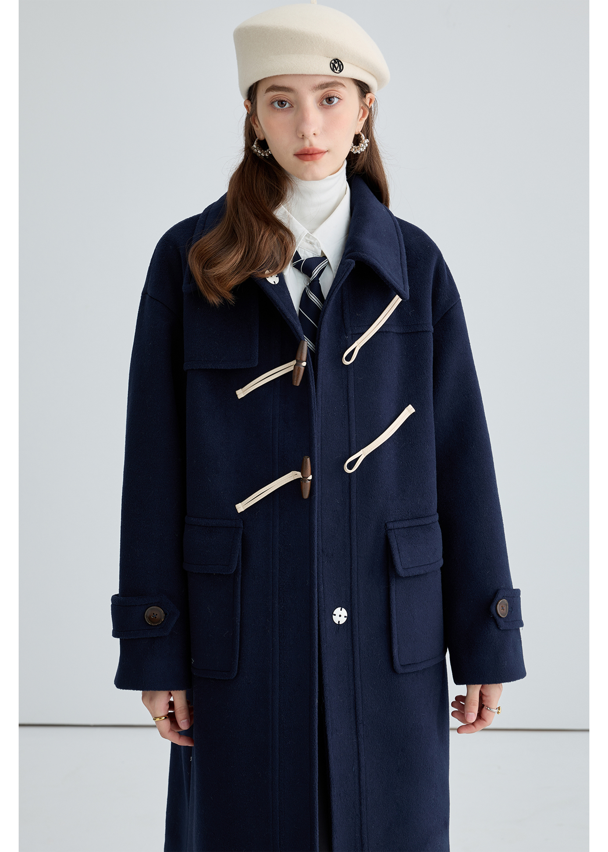 Winter Thick Woolen Coat With Horn Buttons - chiclara