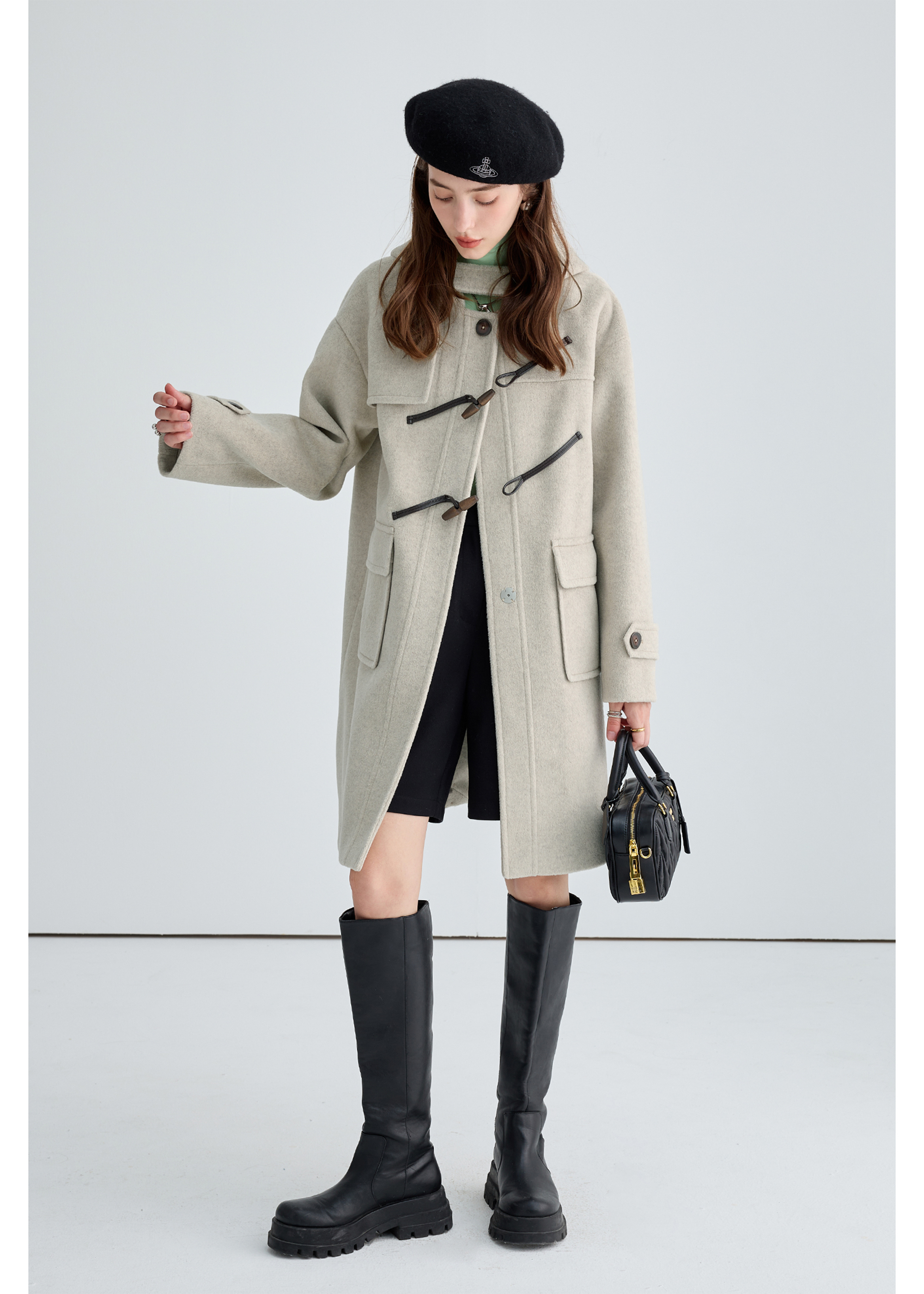 Winter Thick Woolen Coat With Horn Buttons - chiclara