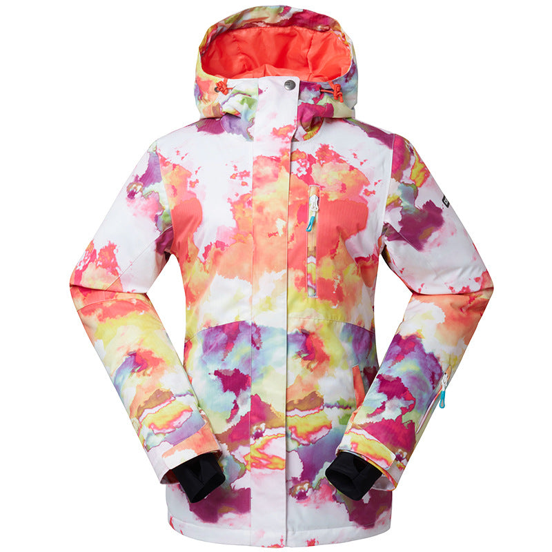 Colorful Tie-Dye Hooded Ski Jacket
