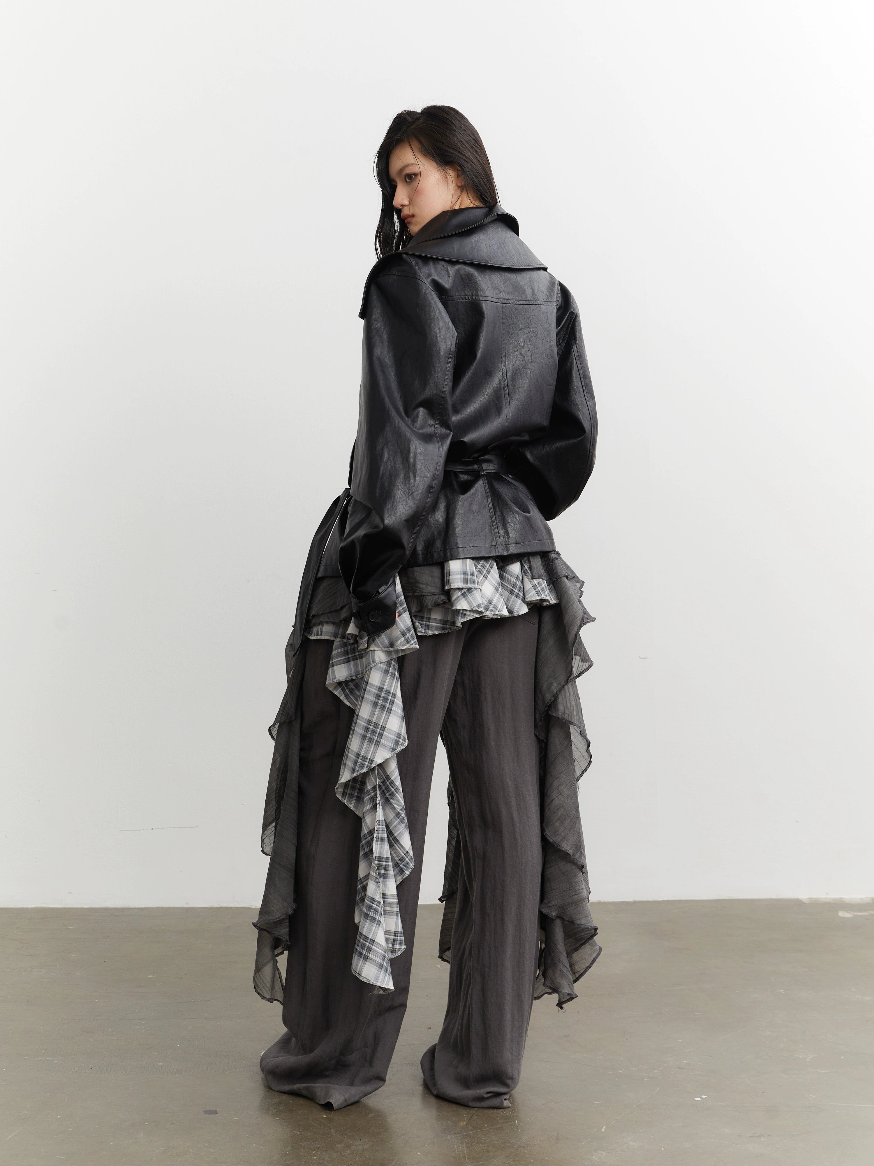 Noir Plaid Ruffle Cascade Dress