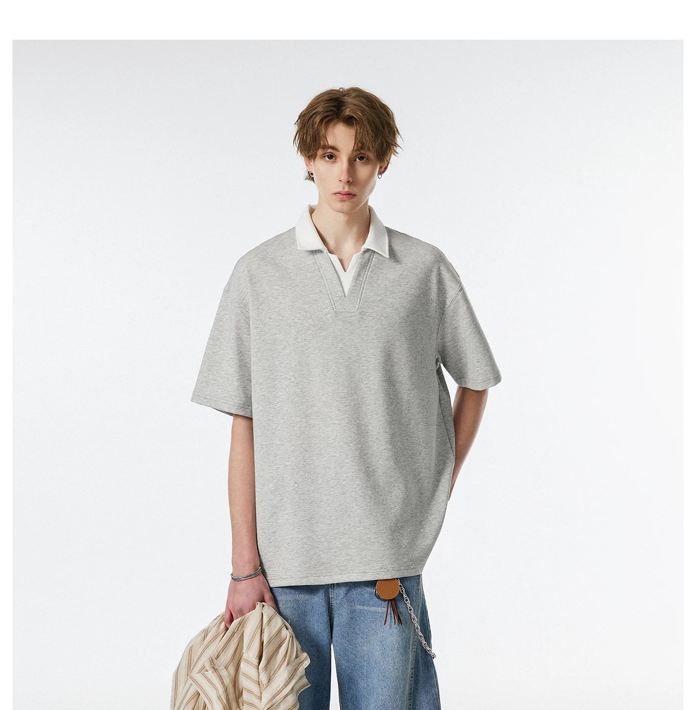 Contrast Collar Club Knit Polo Tee